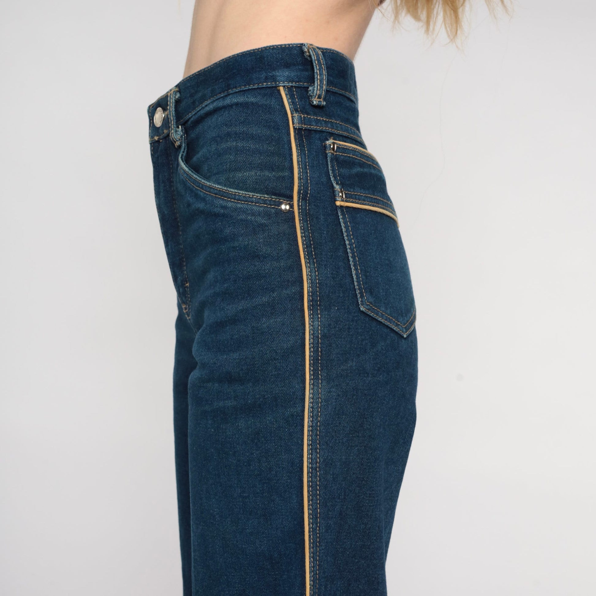 90s Brittania High-Waisted Flare Jeans Dark Blue Denim Extra Small