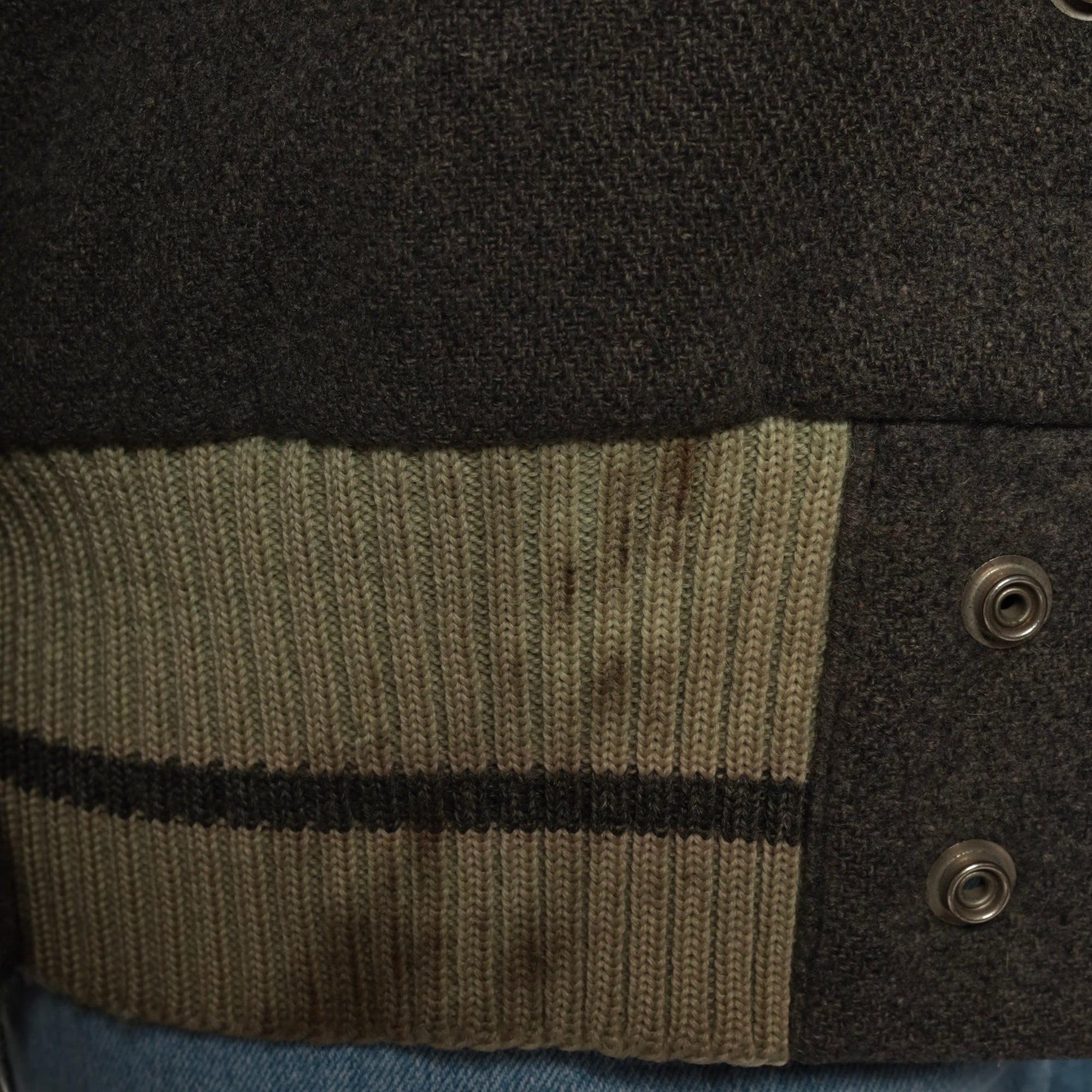 1950s Wool Varsity Jacket Grey Patch Snap Front Men's Medium