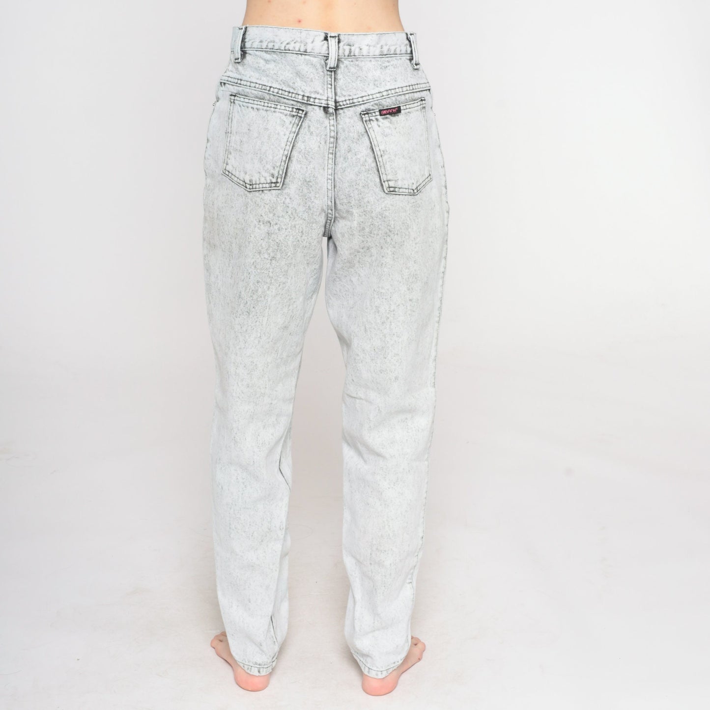 80s Sasson Acid Wash Mom Jeans Grey Denim High Rise Tapered Small S