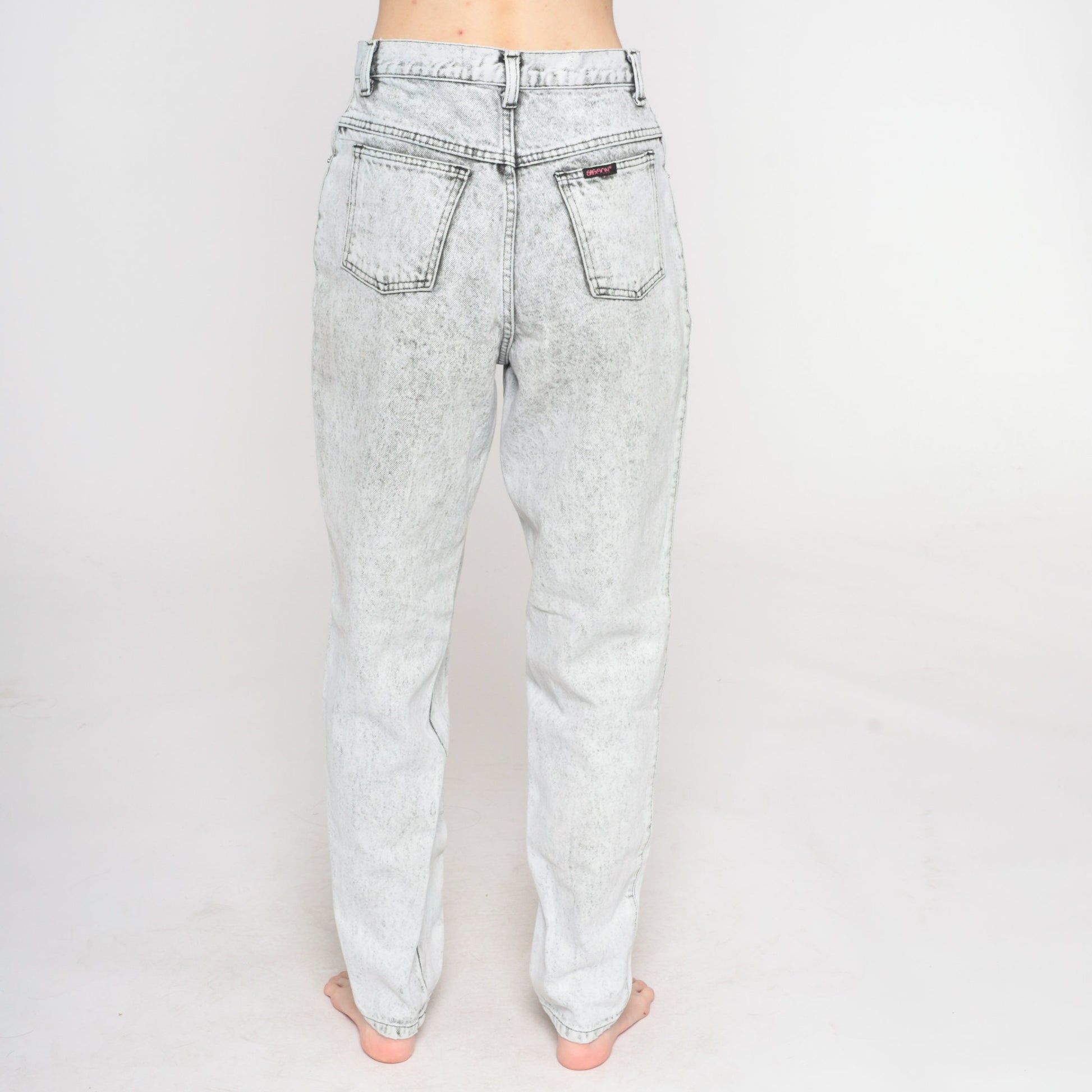 80s Sasson Acid Wash Mom Jeans Grey Denim High Rise Tapered Small S