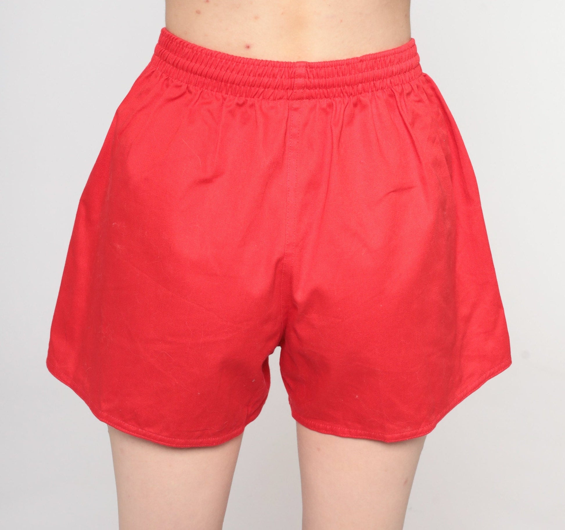 70s Red Running Shorts High Waist Elastic Gym Hotpants Extra Small XS