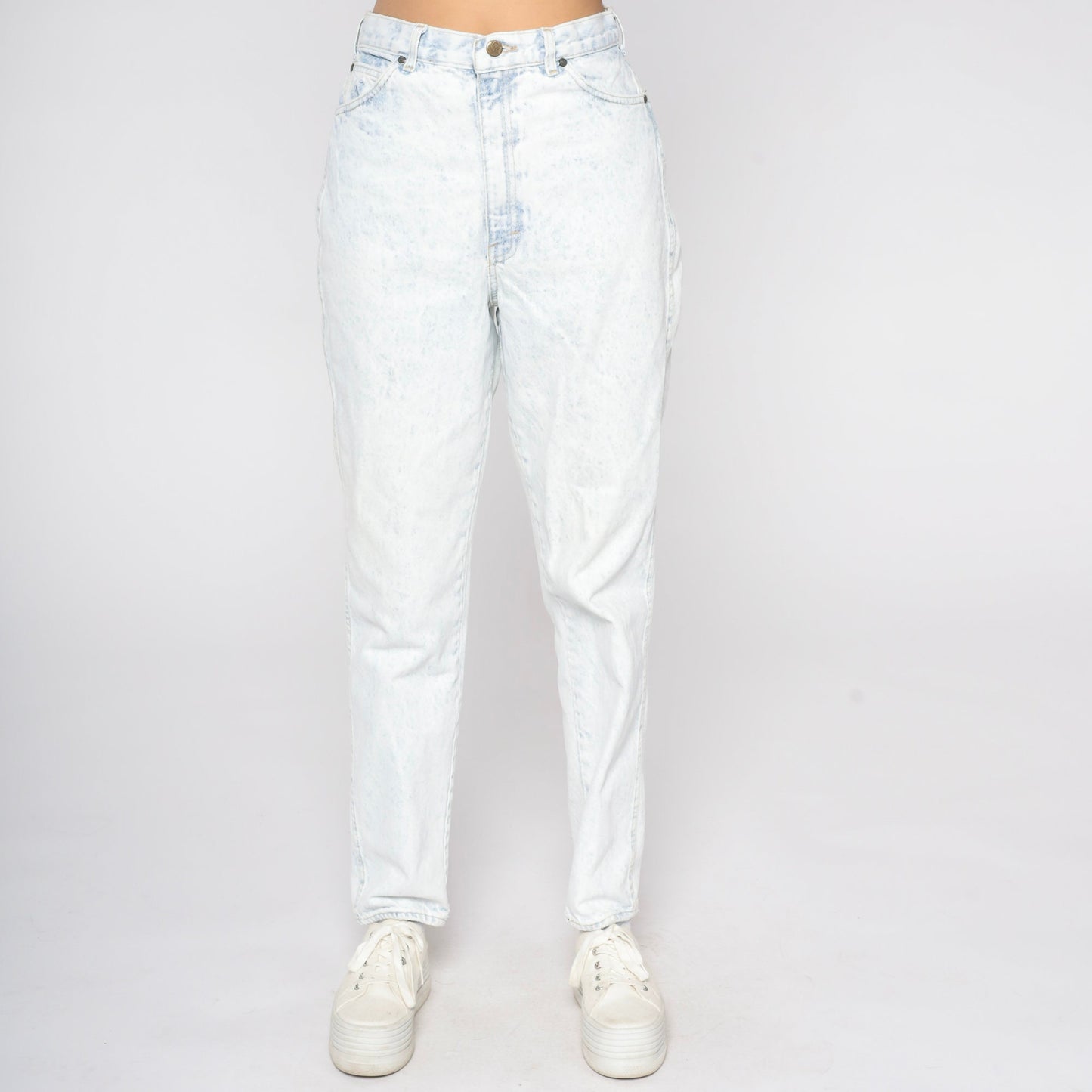90s Gitano Acid Wash Mom Jeans High Waist Blue White Denim Tall Small