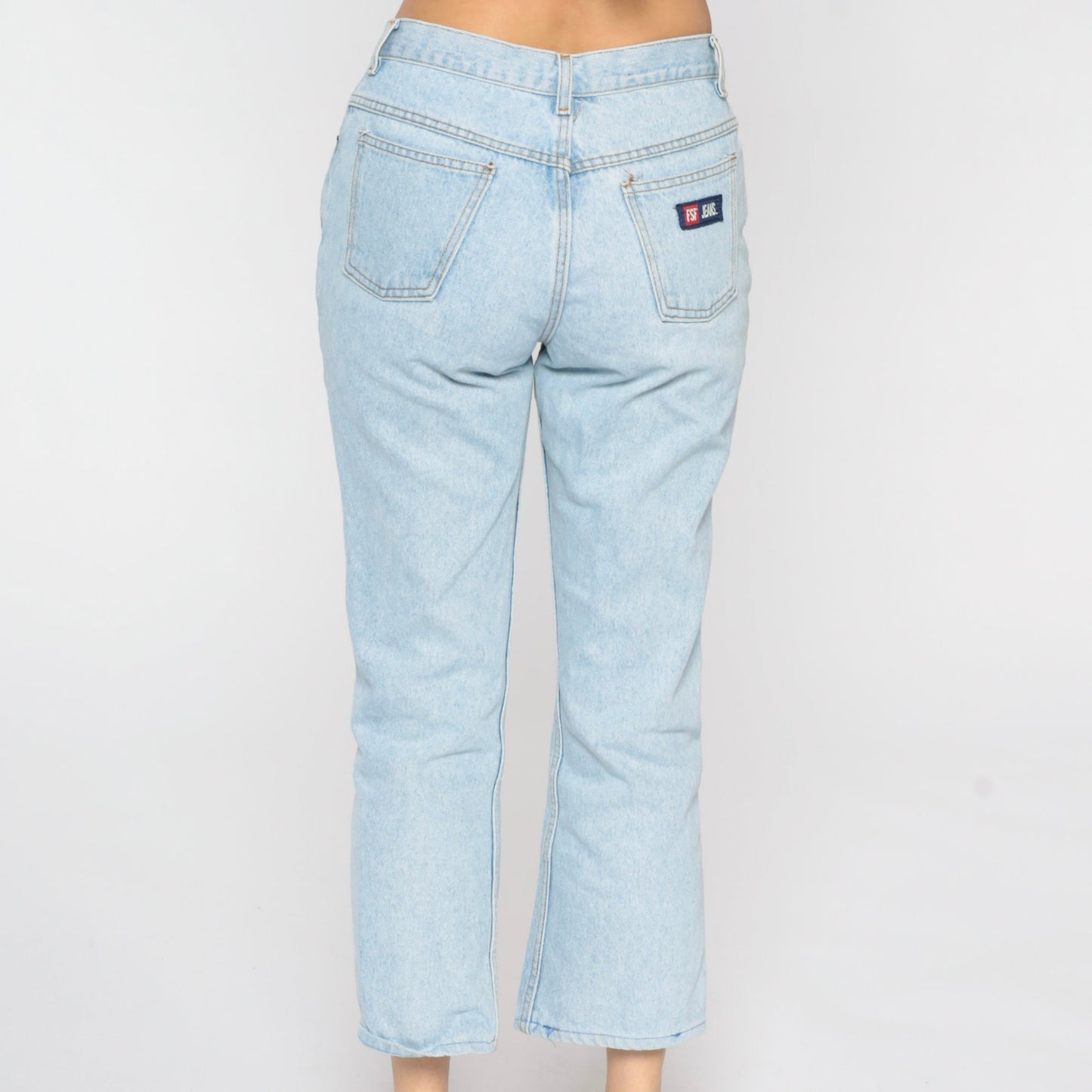 00s Light Wash Straight Leg Jeans Mid Rise Crop Denim Light Blue Size 8