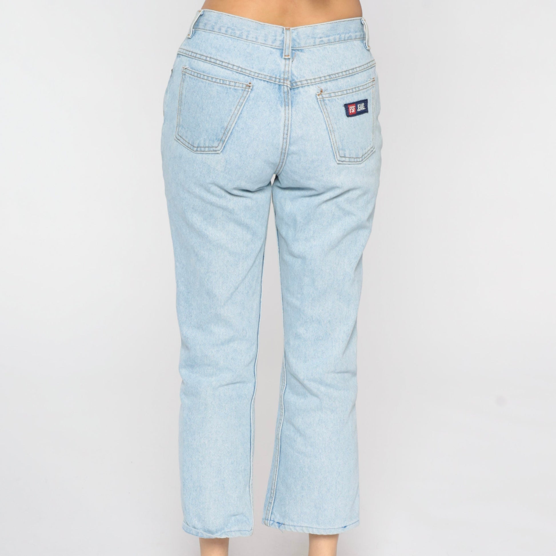 00s Light Wash Straight Leg Jeans Mid Rise Crop Denim Light Blue Size 8