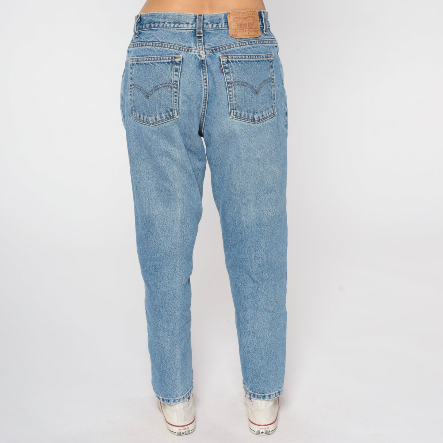 Levi's 550 High Waist Jeans 80s Blue Denim Tapered Leg Made USA 14