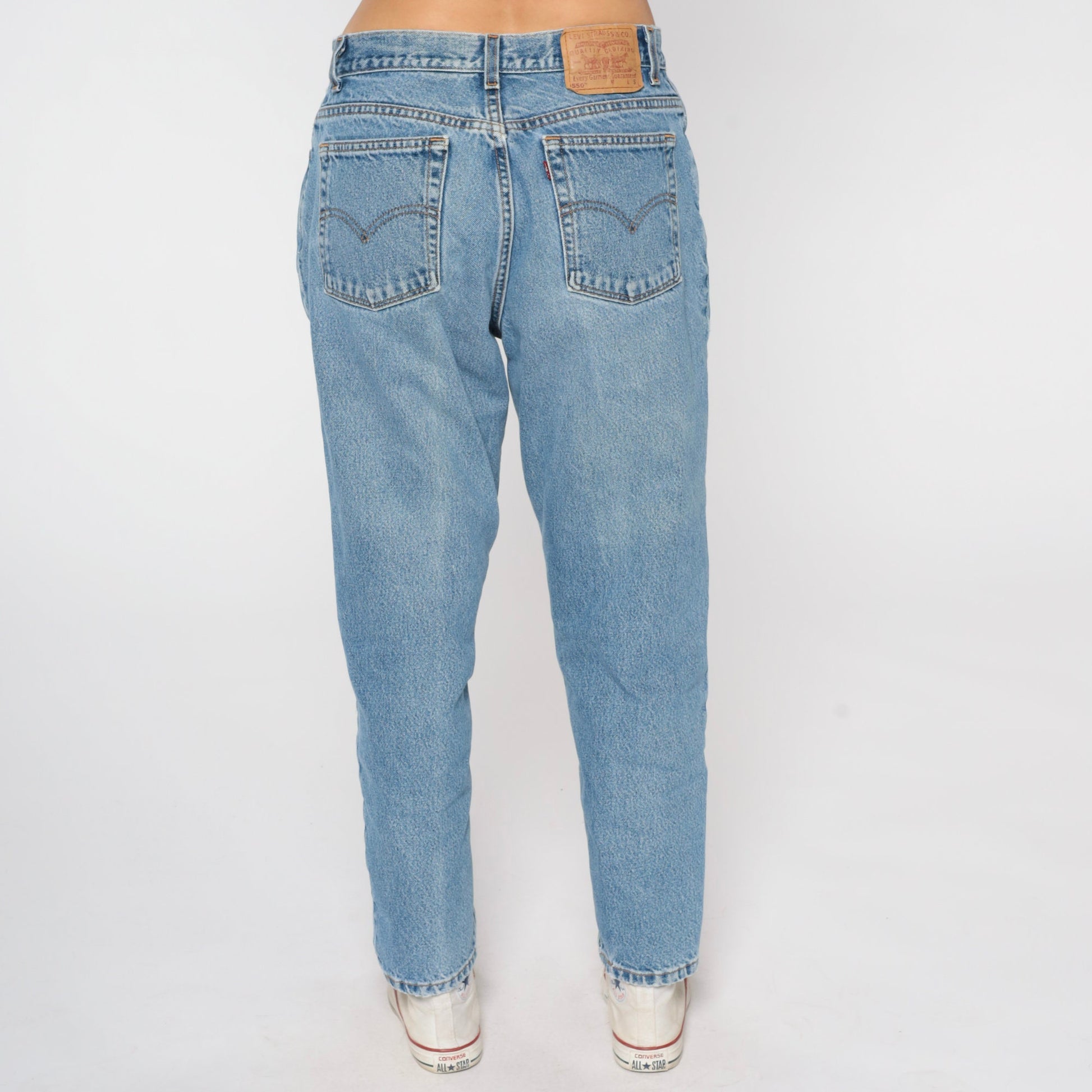 Levi's 550 High Waist Jeans 80s Blue Denim Tapered Leg Made USA 14