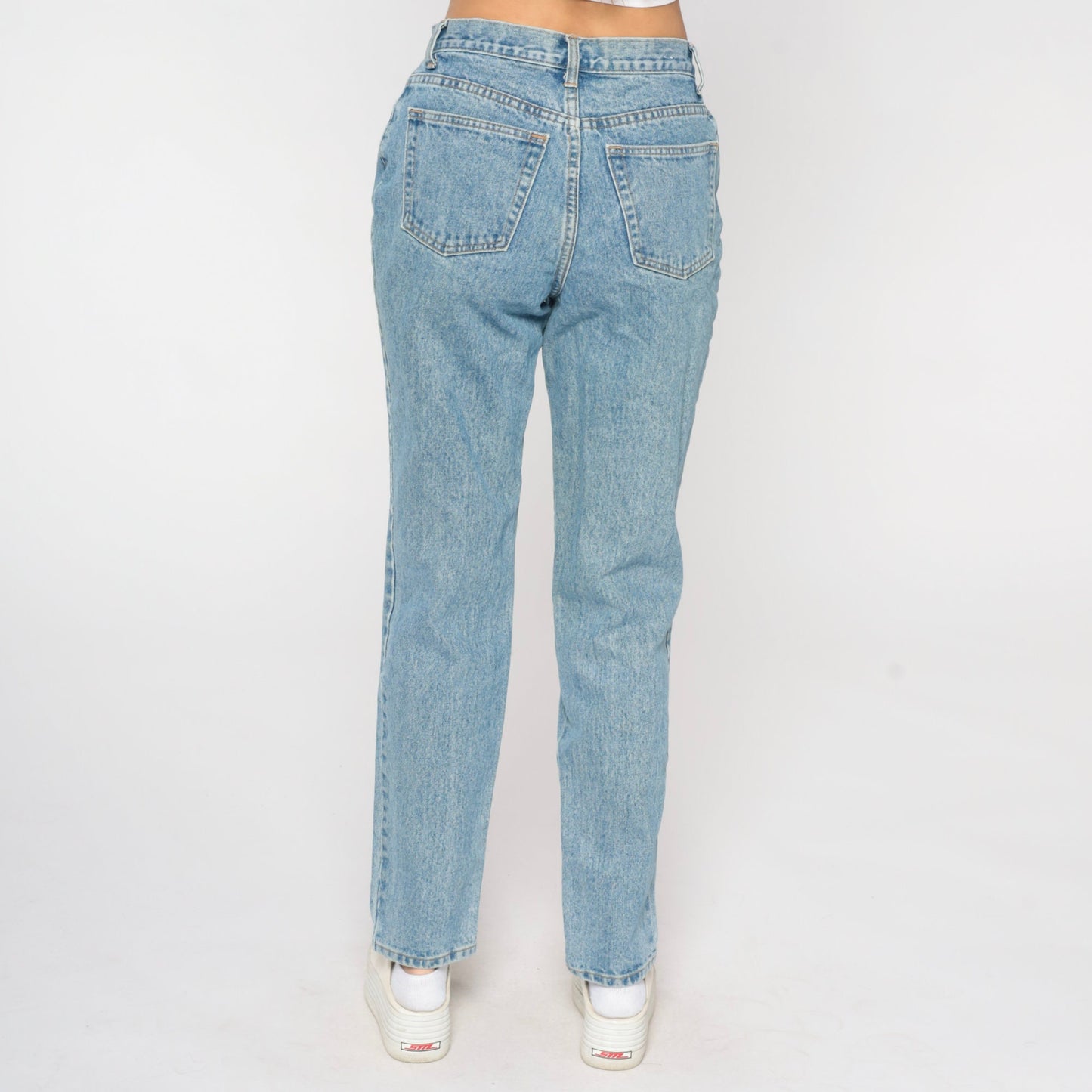 90s Tapered Mid Rise Denim Jeans Stone Washed Blue Women's 10 Long