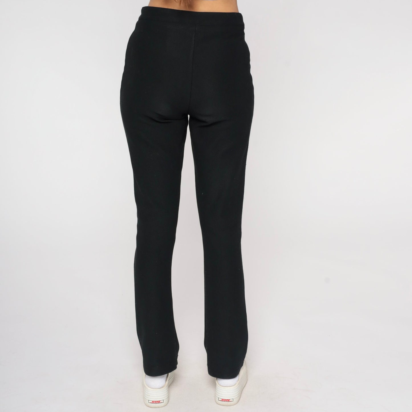 00s Black High-Rise Slim Trousers Y2K Fitted Pants Medium M