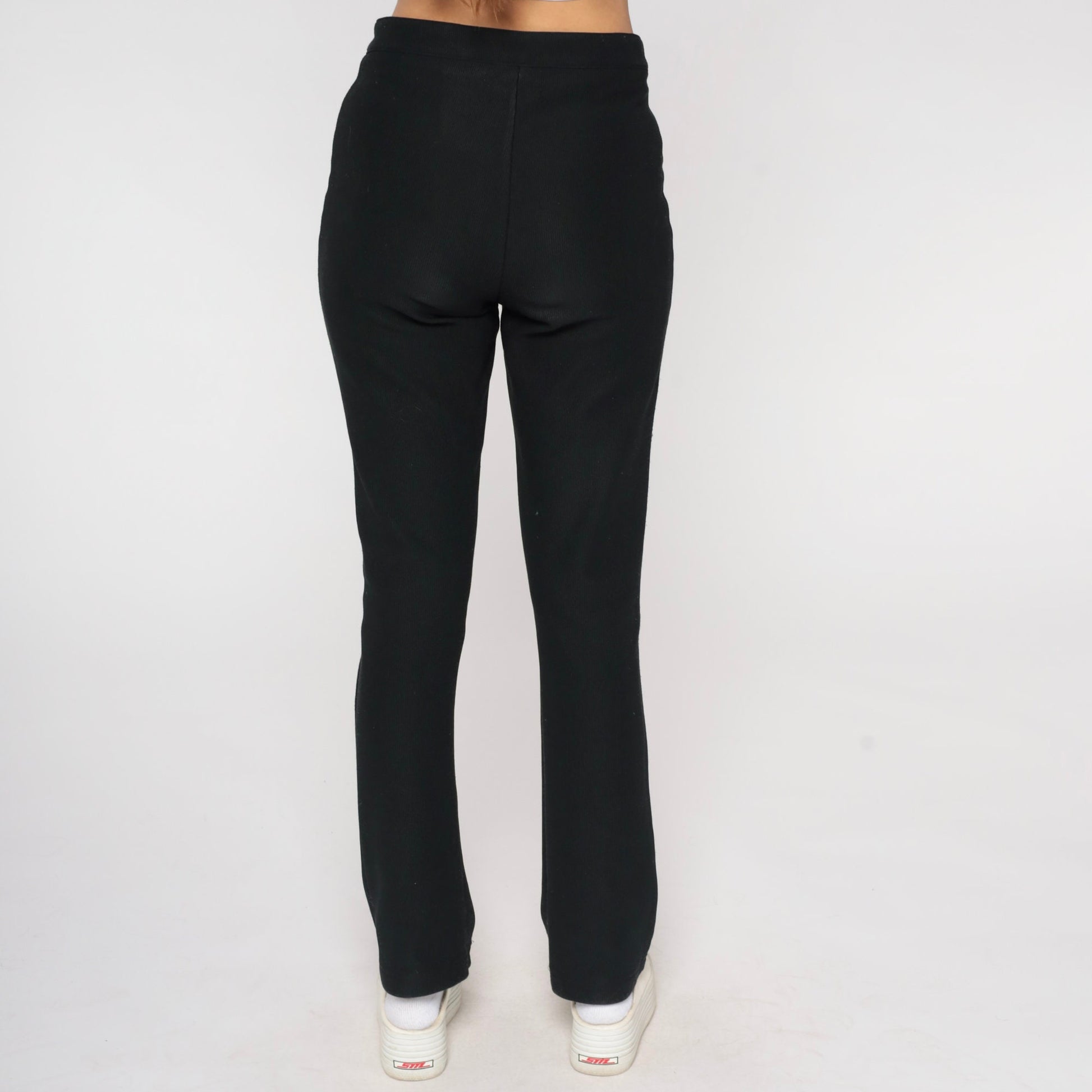 00s Black High-Rise Slim Trousers Y2K Fitted Pants Medium M