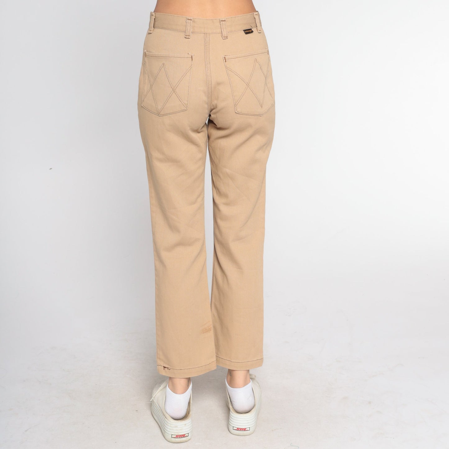 70s Wrangler Tan High-Waist Bootcut Trousers Small S
