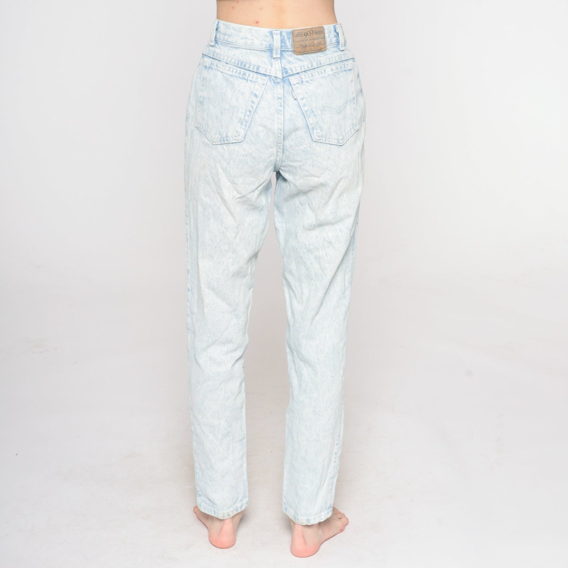Levi's 900 Acid Wash High-Waisted Tapered Jeans 90s Denim Extra Small