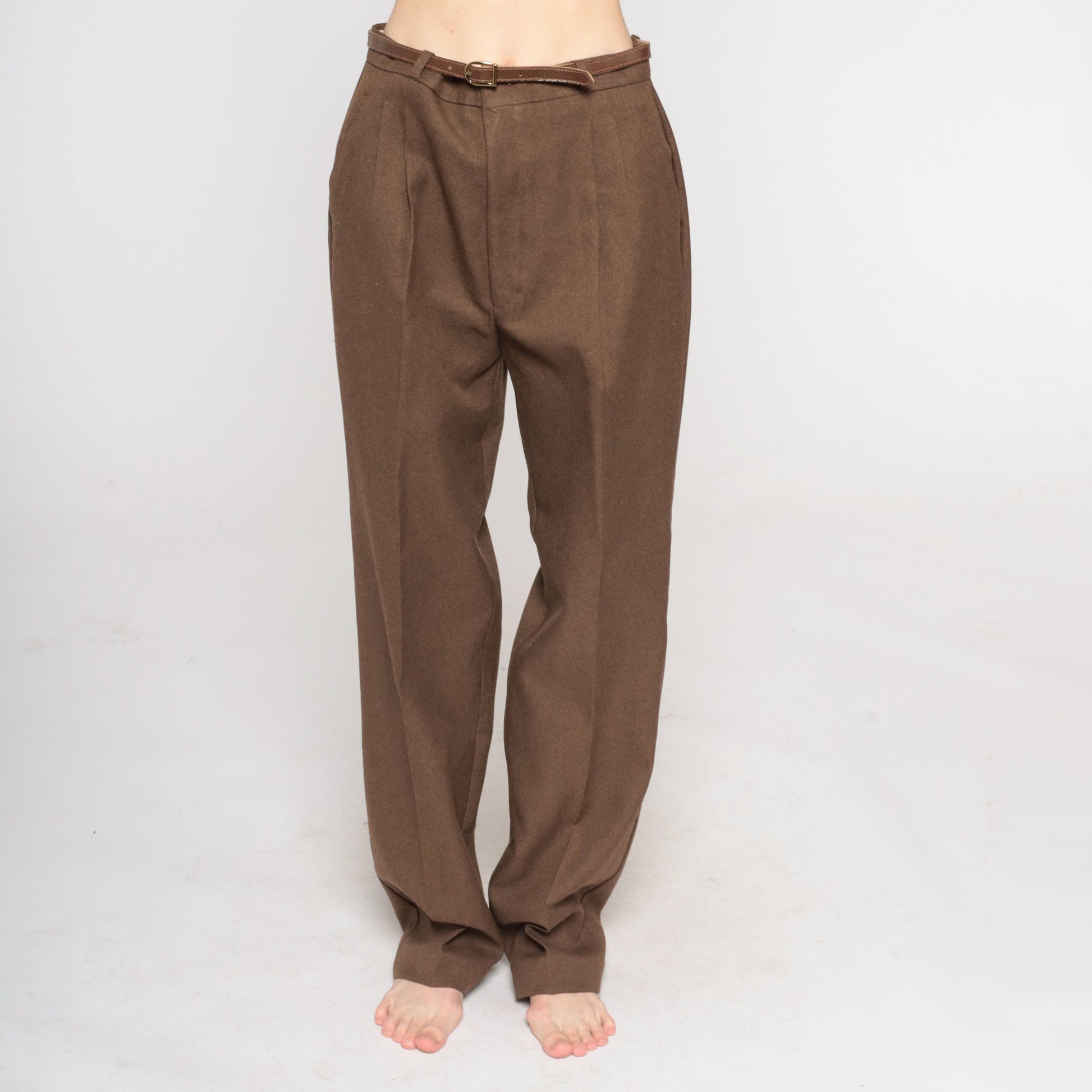70s Lord Isaacs Brown Straight Leg Trousers High Rise Small S