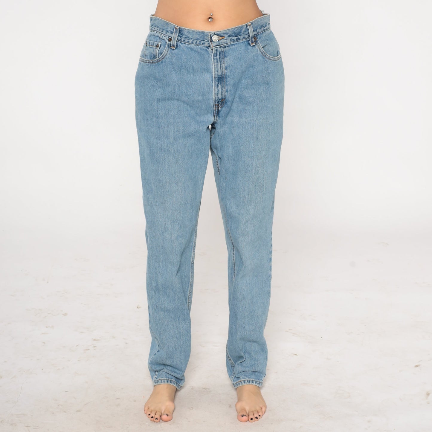 90s Levi's 550 High Waisted Tapered Denim Jeans Blue Large Long