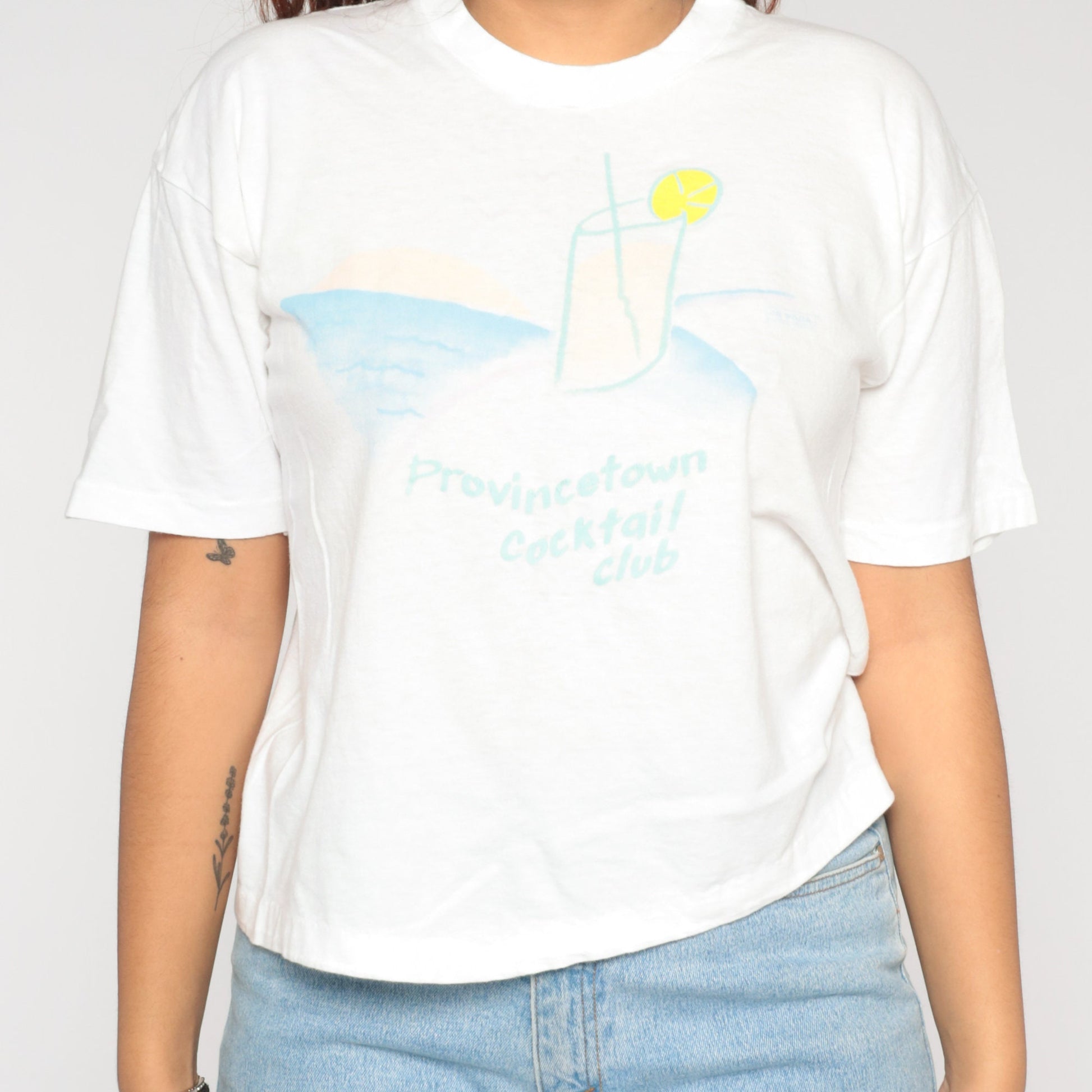 80s Provincetown Cocktail Club Massachusetts Graphic Tee White Cotton Large