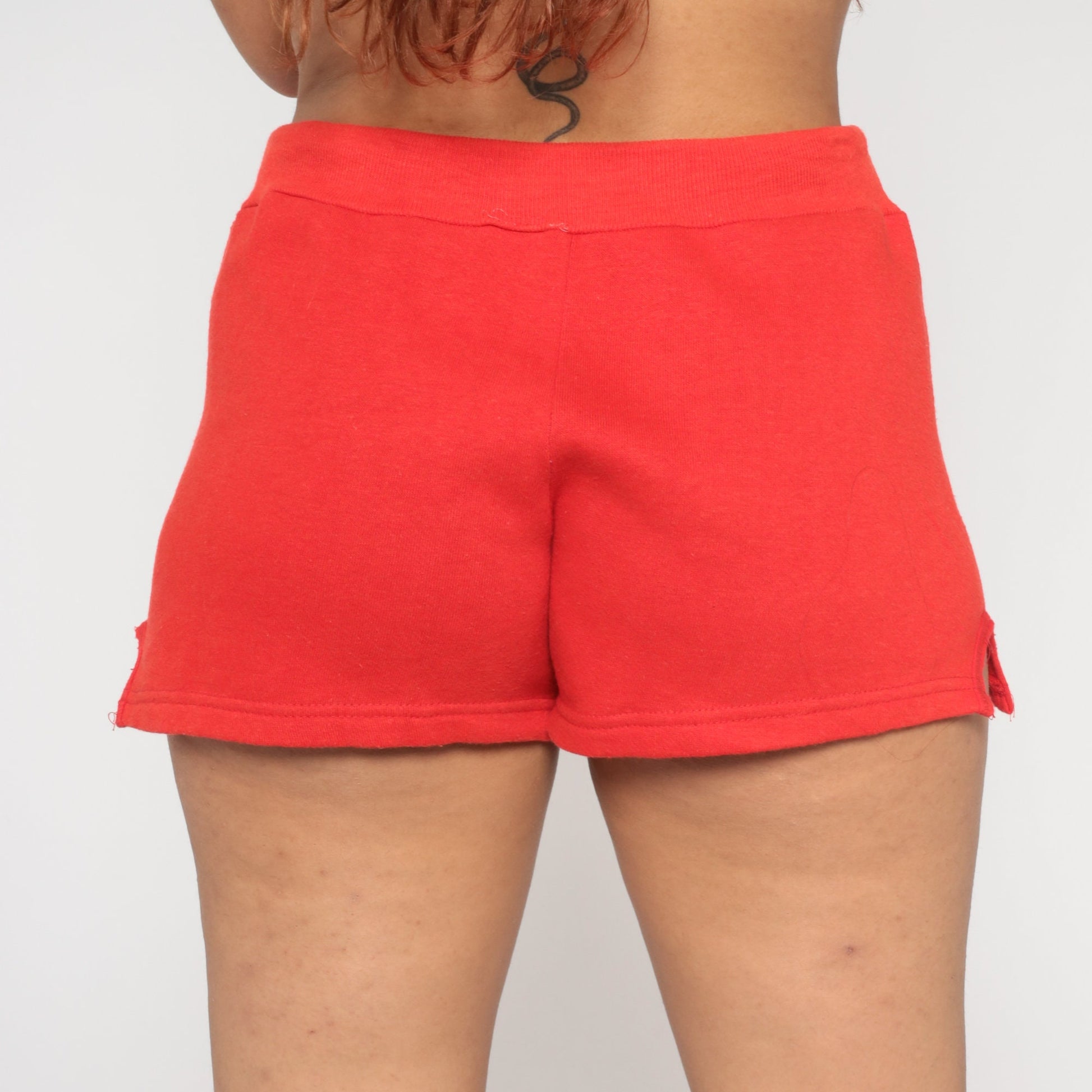 80s Wrangler Red Sweat Shorts Drawstring High Waist Large L