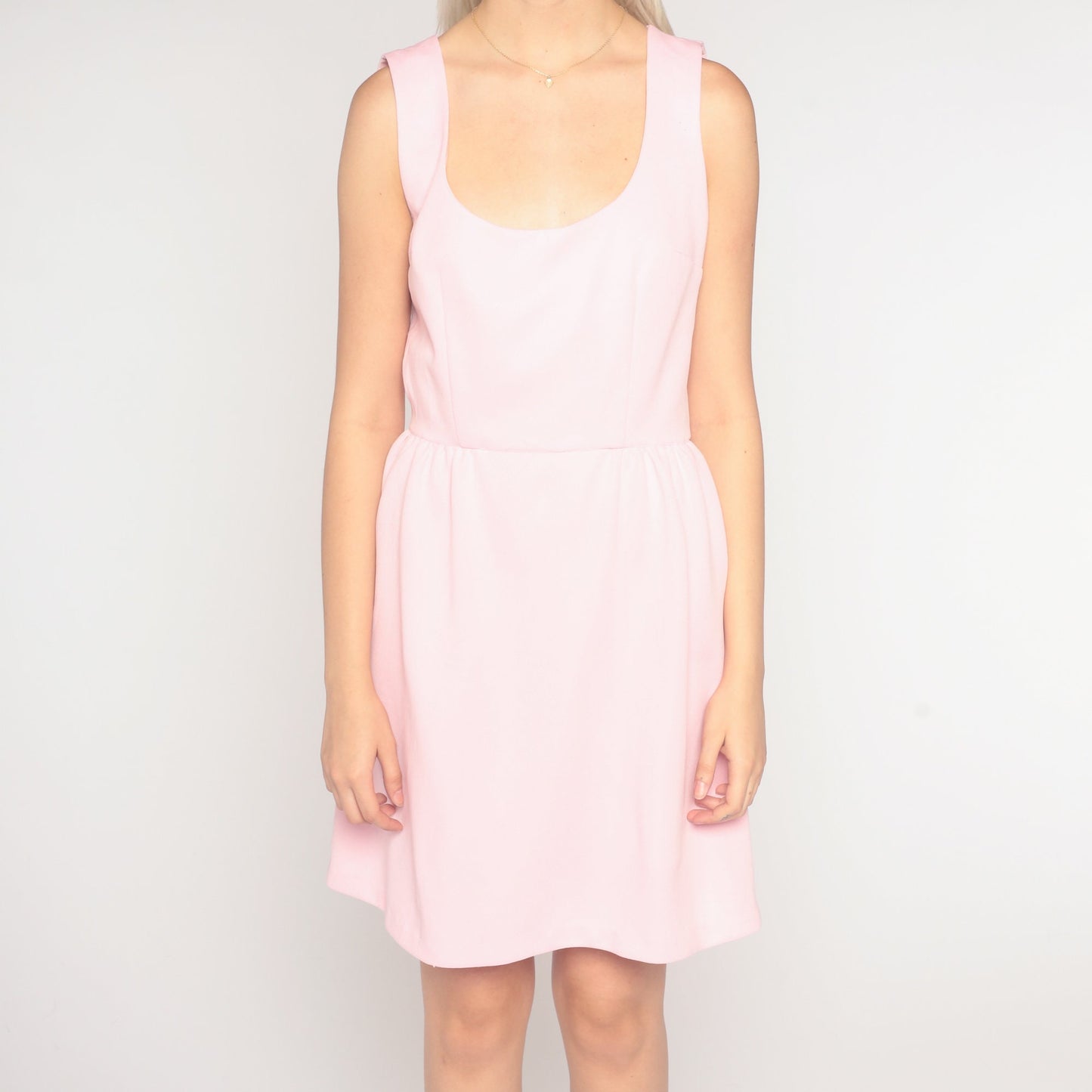 60s Bubblegum Pink Mini Dress Sleeveless High Waist A-Line Small