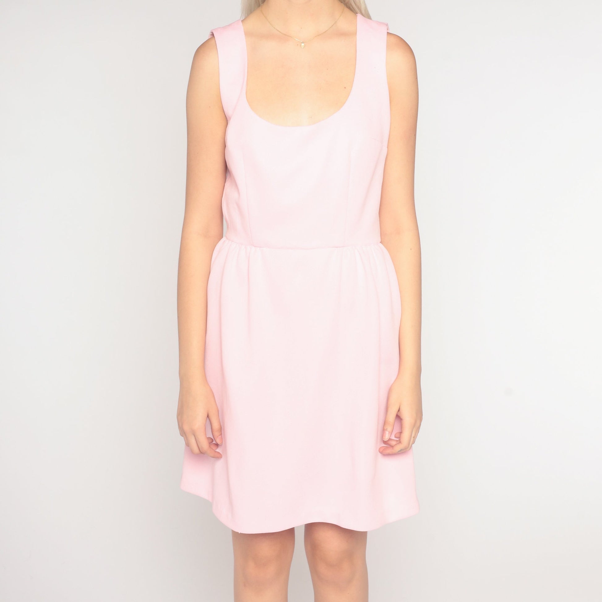60s Bubblegum Pink Mini Dress Sleeveless High Waist A-Line Small
