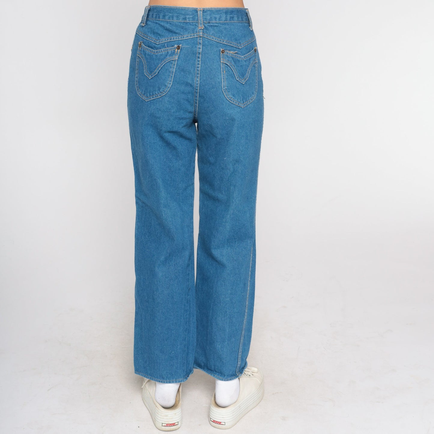 70s High Waisted Straight Leg Jeans Blue Denim Medium 29