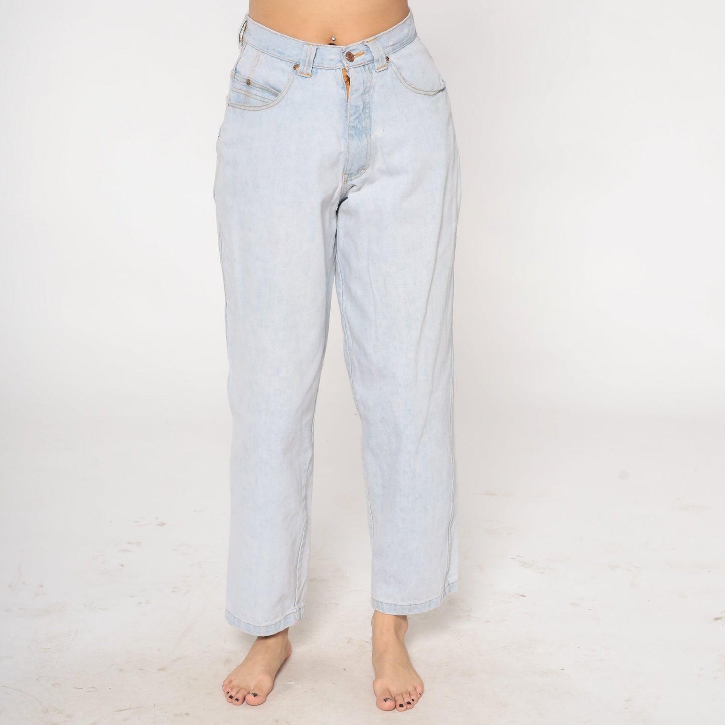 90s Raw Rags Light Stone Wash High Waist Straight Leg Jeans Medium 30