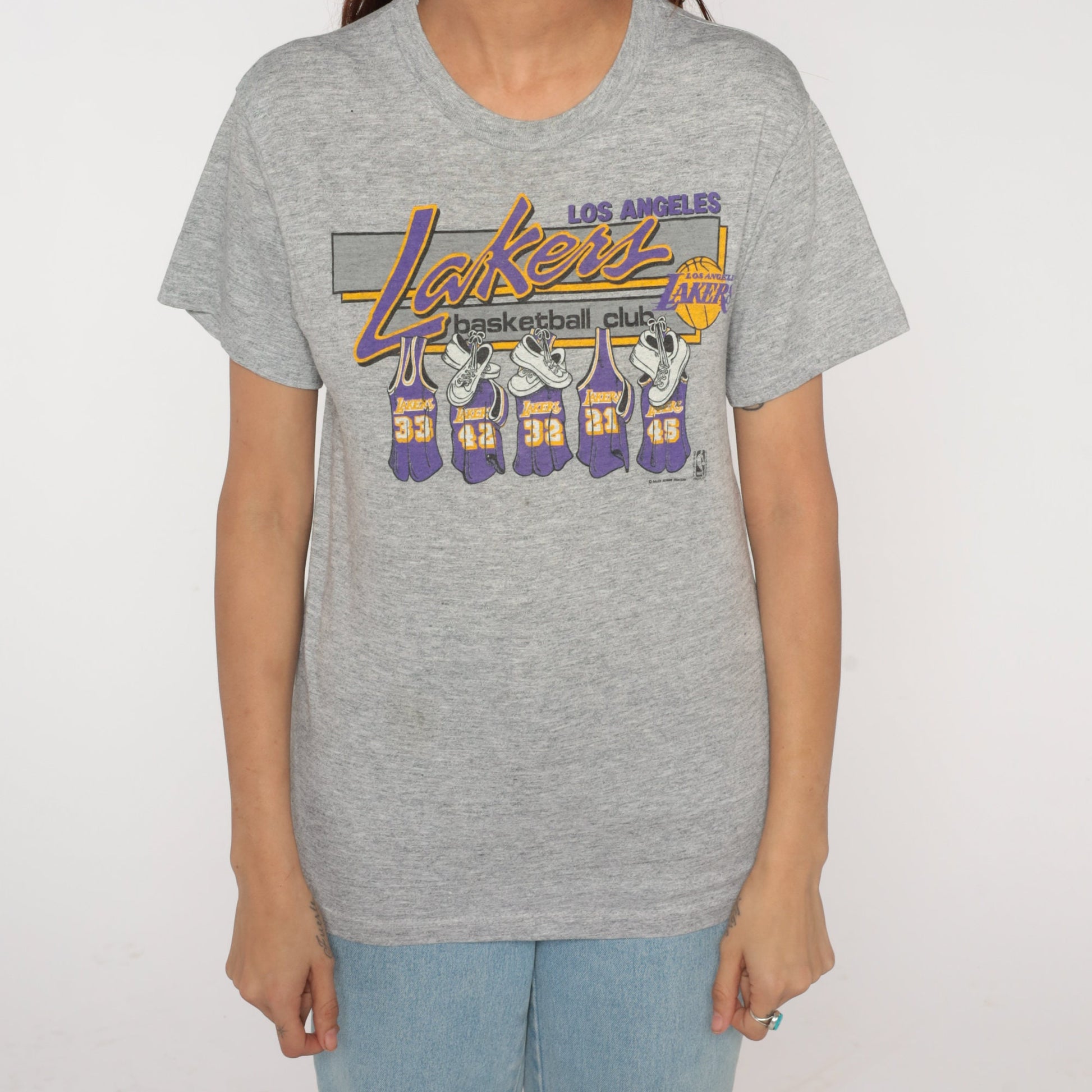 80s LA Lakers Basketball Club Graphic Tee NBA Small
