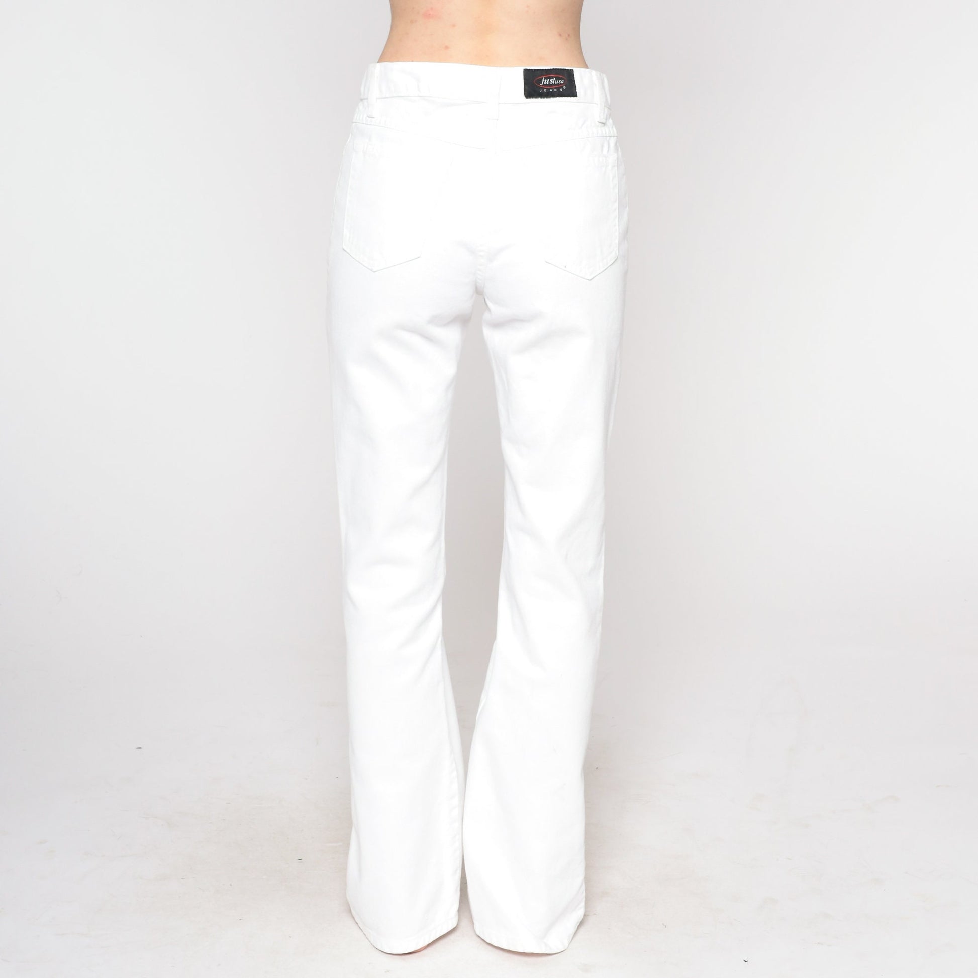90s White Flared Jeans Low Rise Bell Bottom Denim Extra Small XS