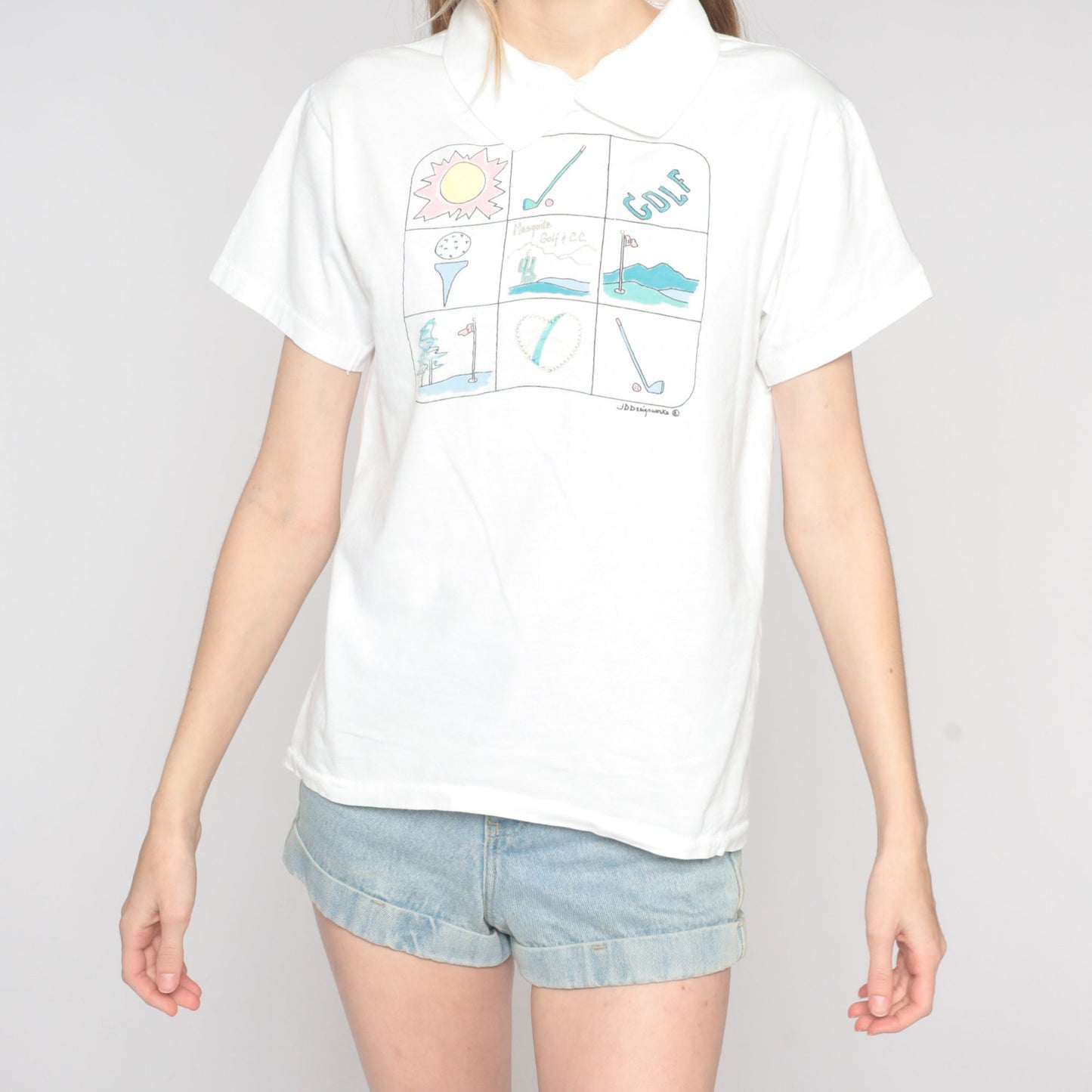 90s Mesquite Country Club Golf Graphic Collared T-Shirt White Medium