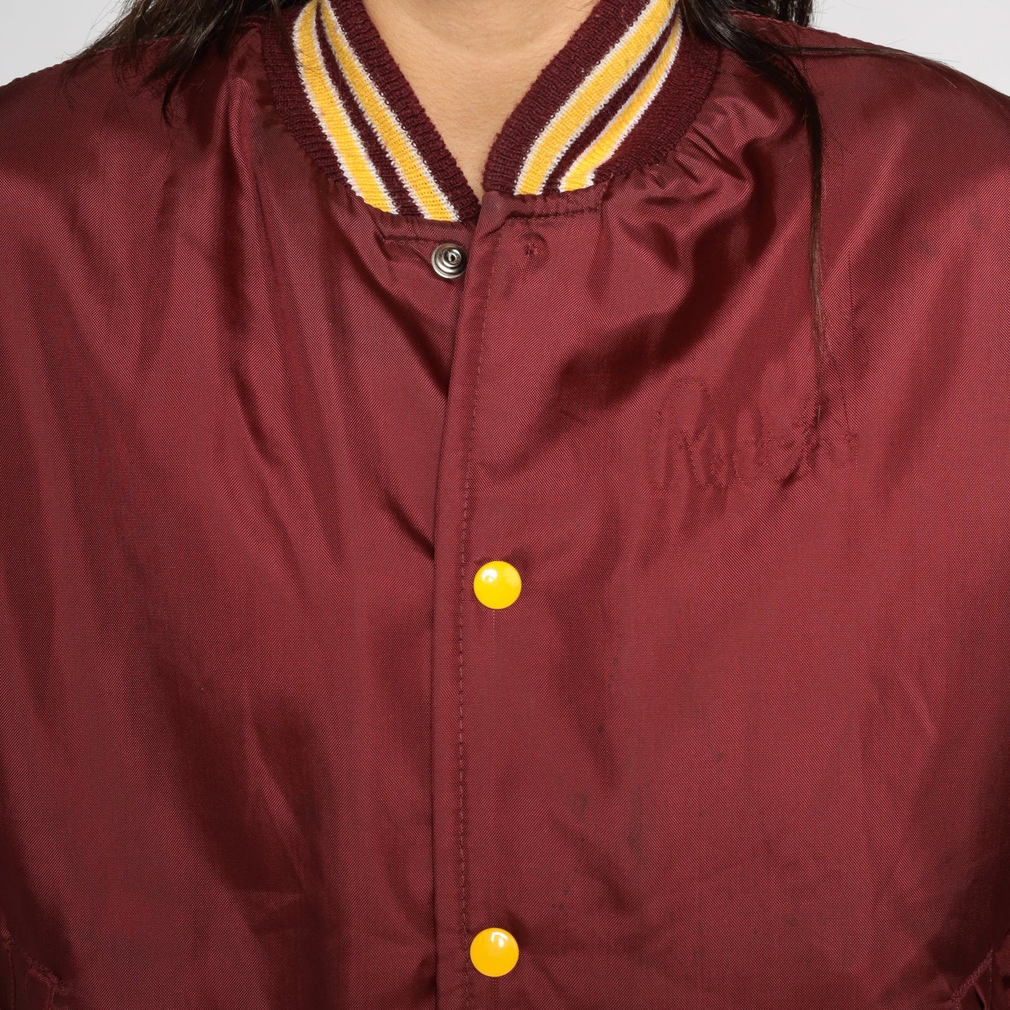 80s Schmidt's Dist Co Winoma Bomber Jacket Burgundy Snap Baseball Coat Medium