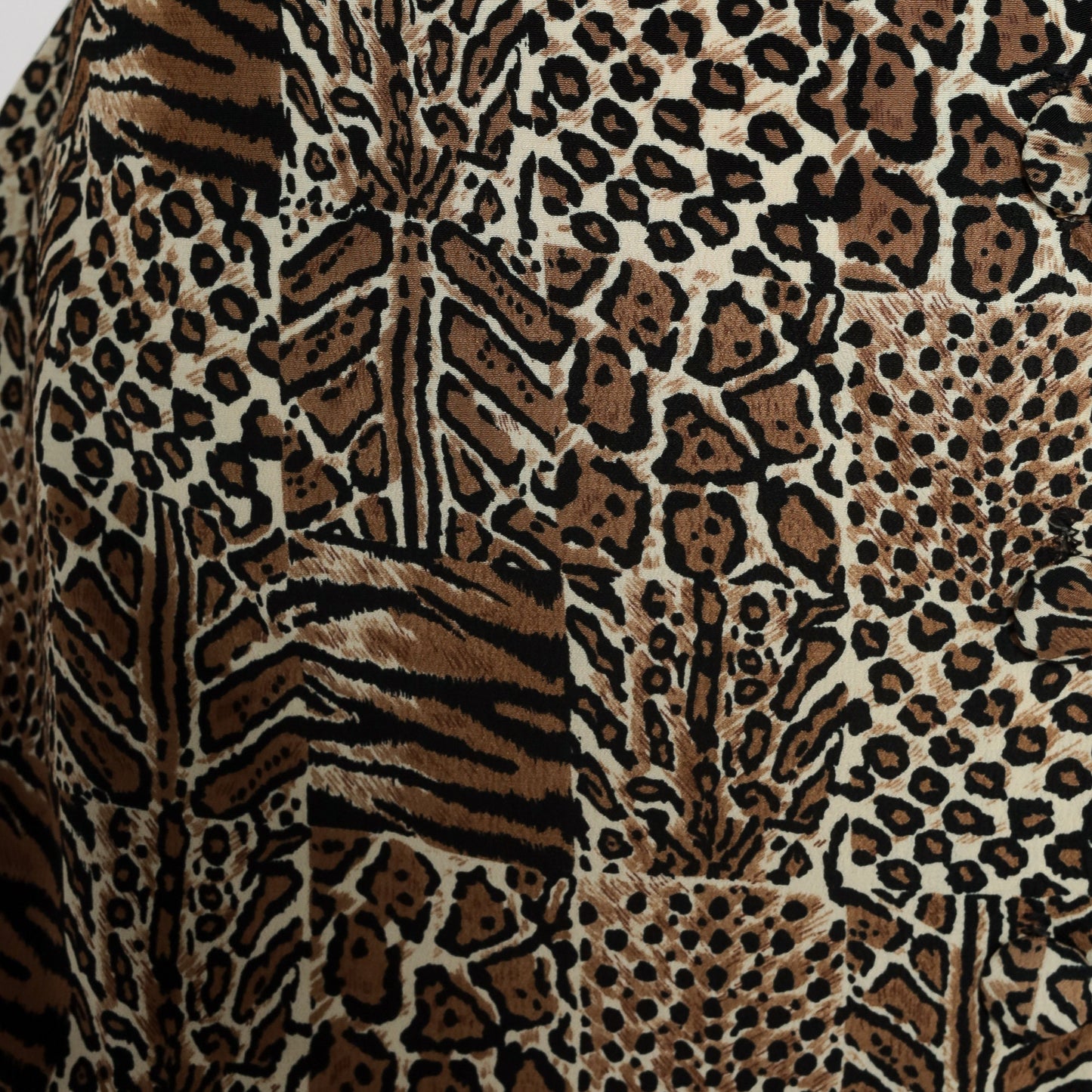 90s Animal Print Midi Shirtdress Leopard Tiger Button-Up Black Brown White Medium 8