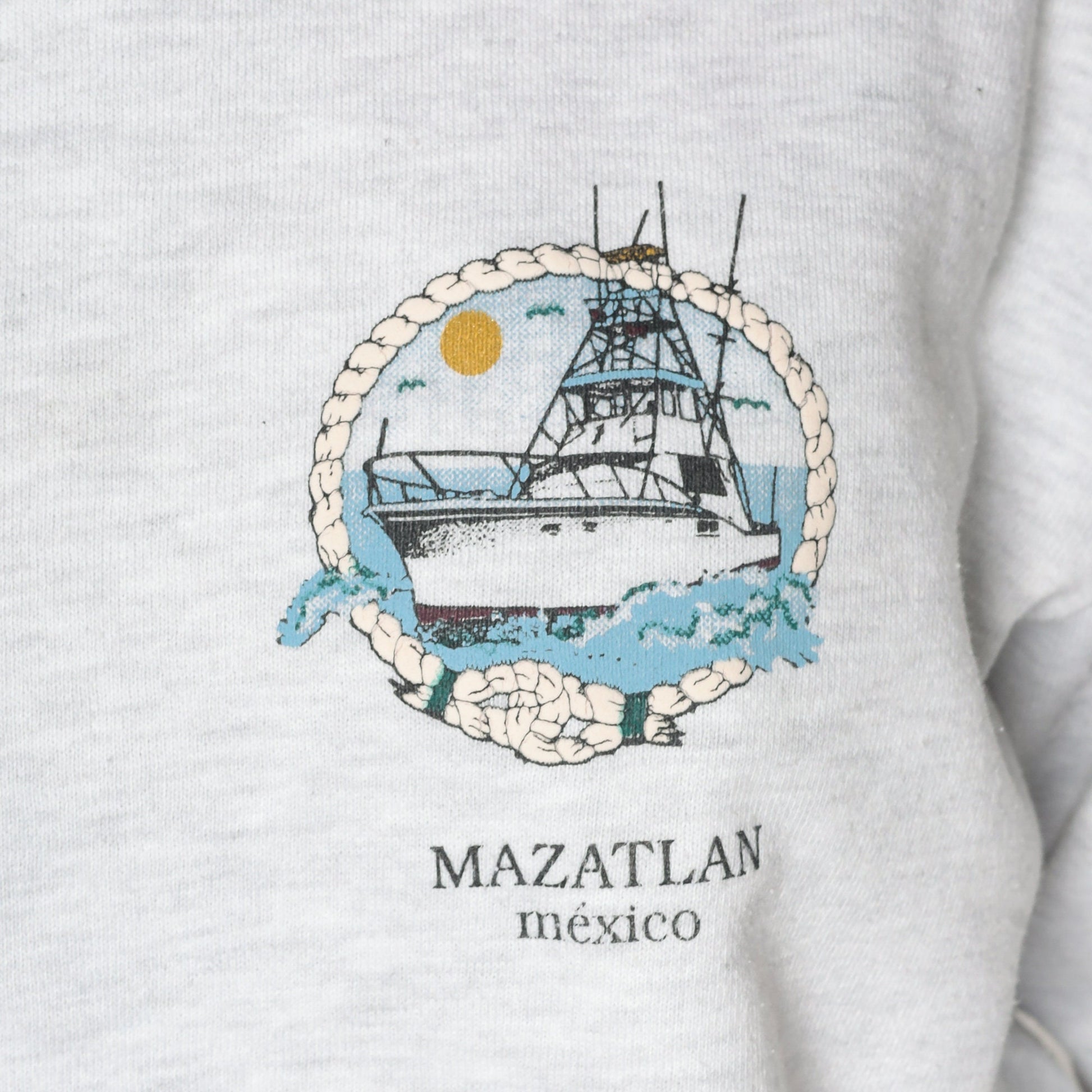 90s Mazatlan Mexico Fishing Sweatshirt Grey Crewneck Small