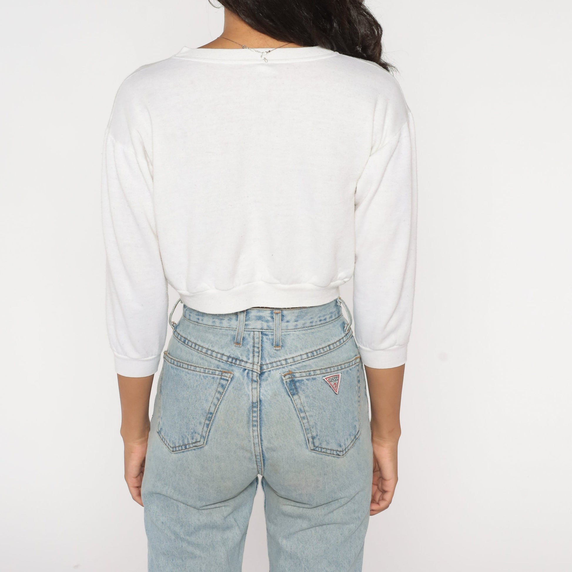 90s Whatever Graphic Cropped Sweatshirt White Sassy Girl Small S
