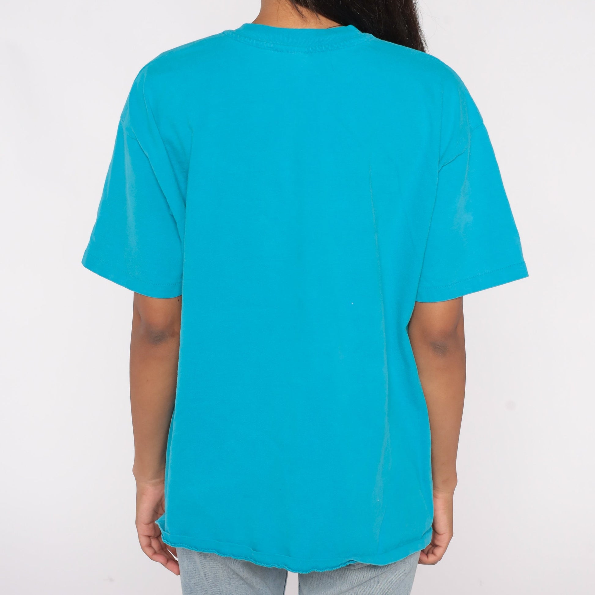 90s Arizona Wild Horse Graphic T-Shirt Blue Southwestern Petroglyph Extra Large