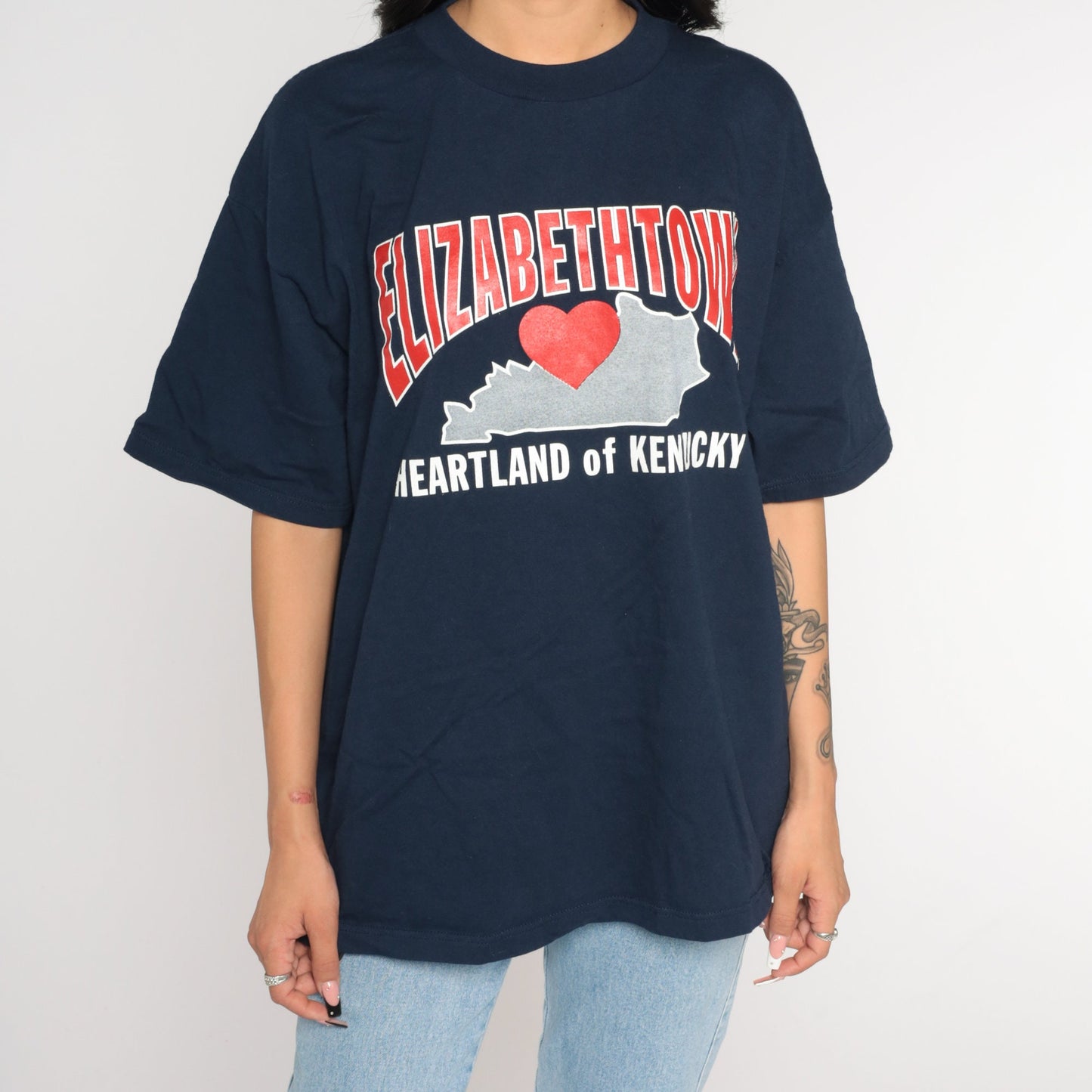 90s Elizabethtown Kentucky Heartland Graphic T-Shirt Navy Blue Extra Large XL