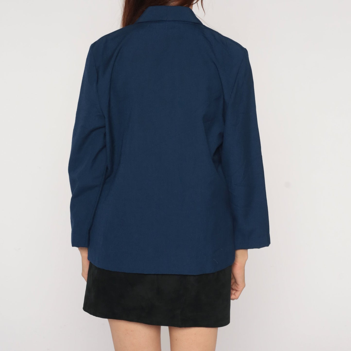 90s Navy Blazer Button-Up Jacket Structured Single-Breasted Small