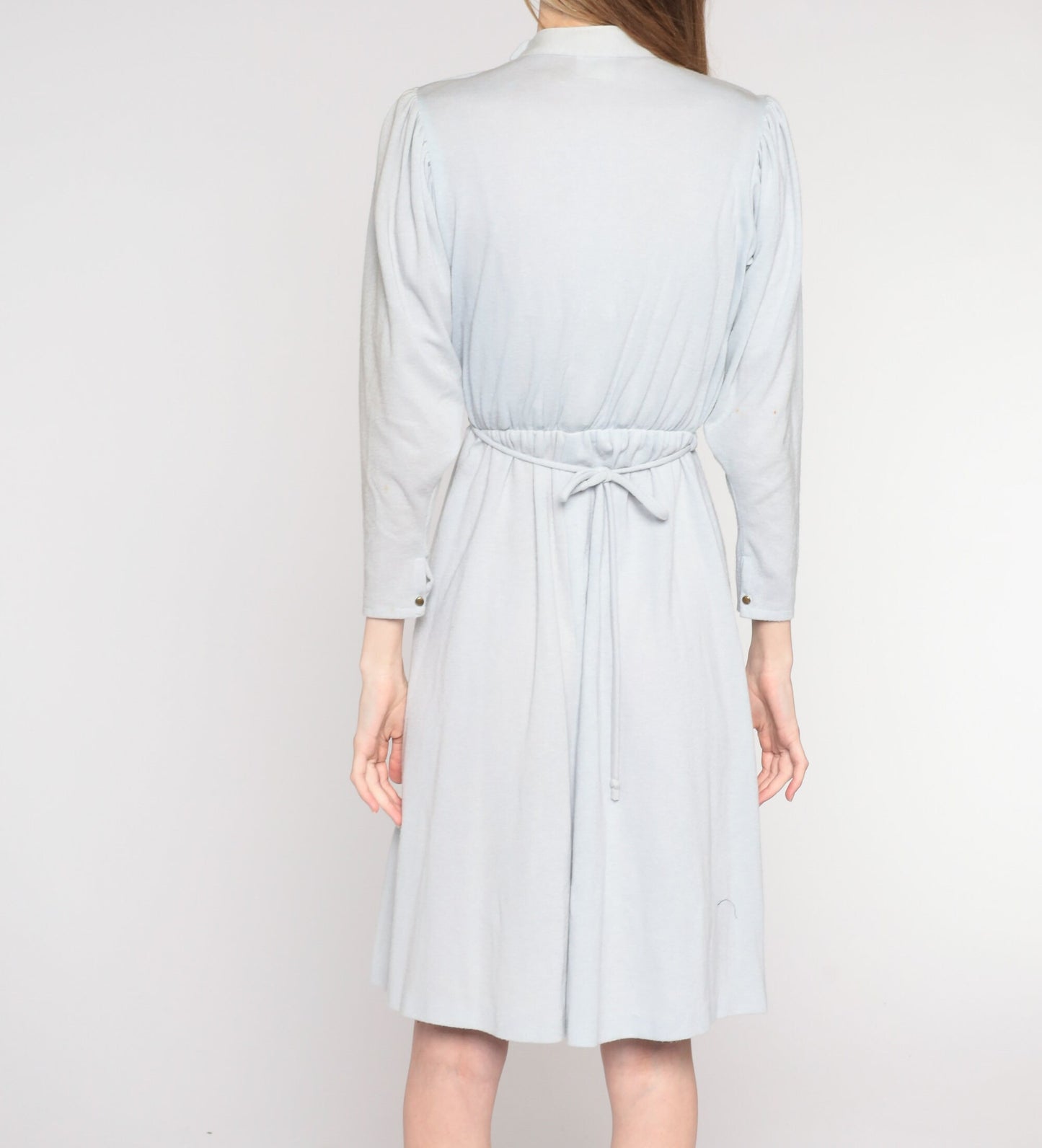 80s Byer Too Puff Sleeve Midi Dress Blue-Grey High Waist Small