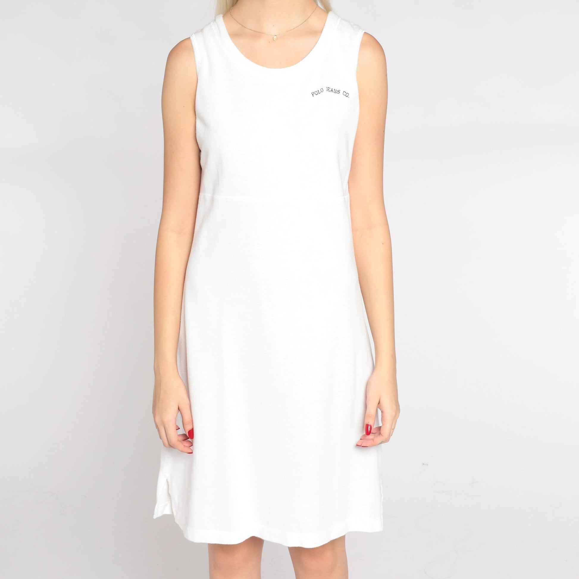 Y2K Polo Jeans White Mini Tank Dress Ralph Lauren Medium M