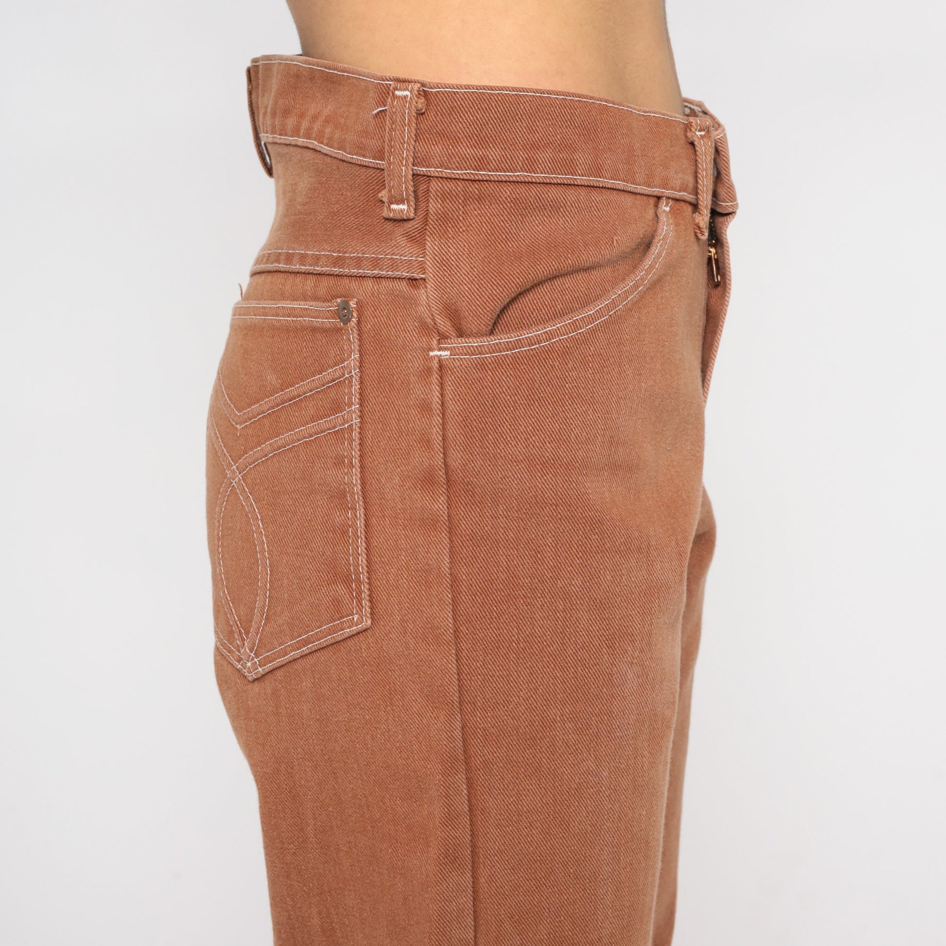 80s Brown Denim High-Waist Straight-Leg Jeans Small