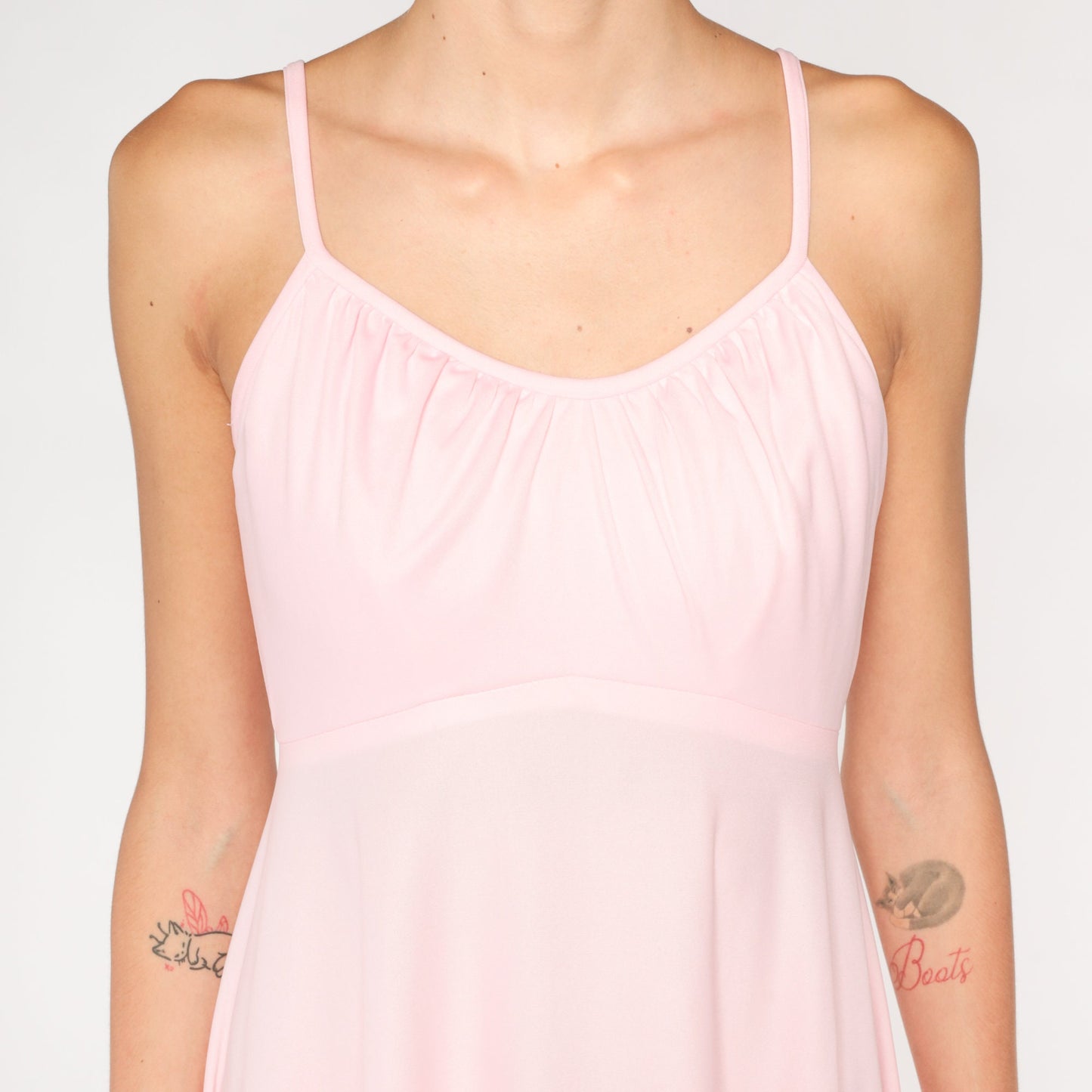 70s Baby Pink Empire Waist Maxi Dress Sleeveless Small S