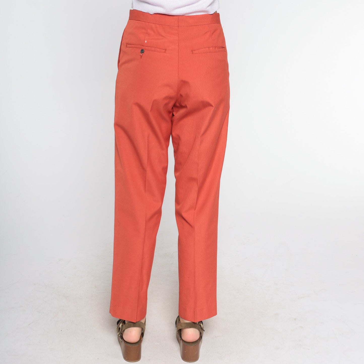 70s Terracotta High-Rise Straight Leg Trousers Small S