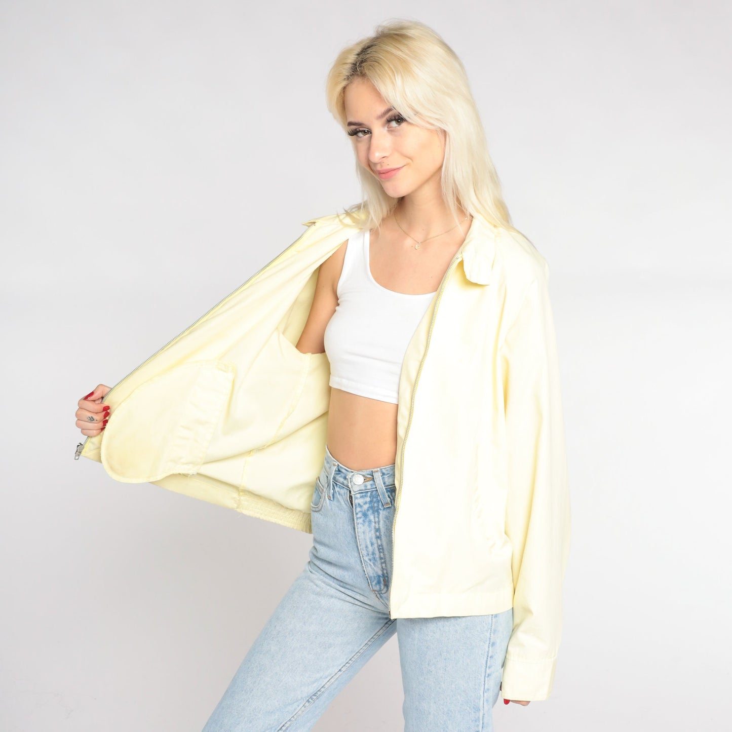 80s Sears Yellow Windbreaker Zip-Up Jacket Medium Large