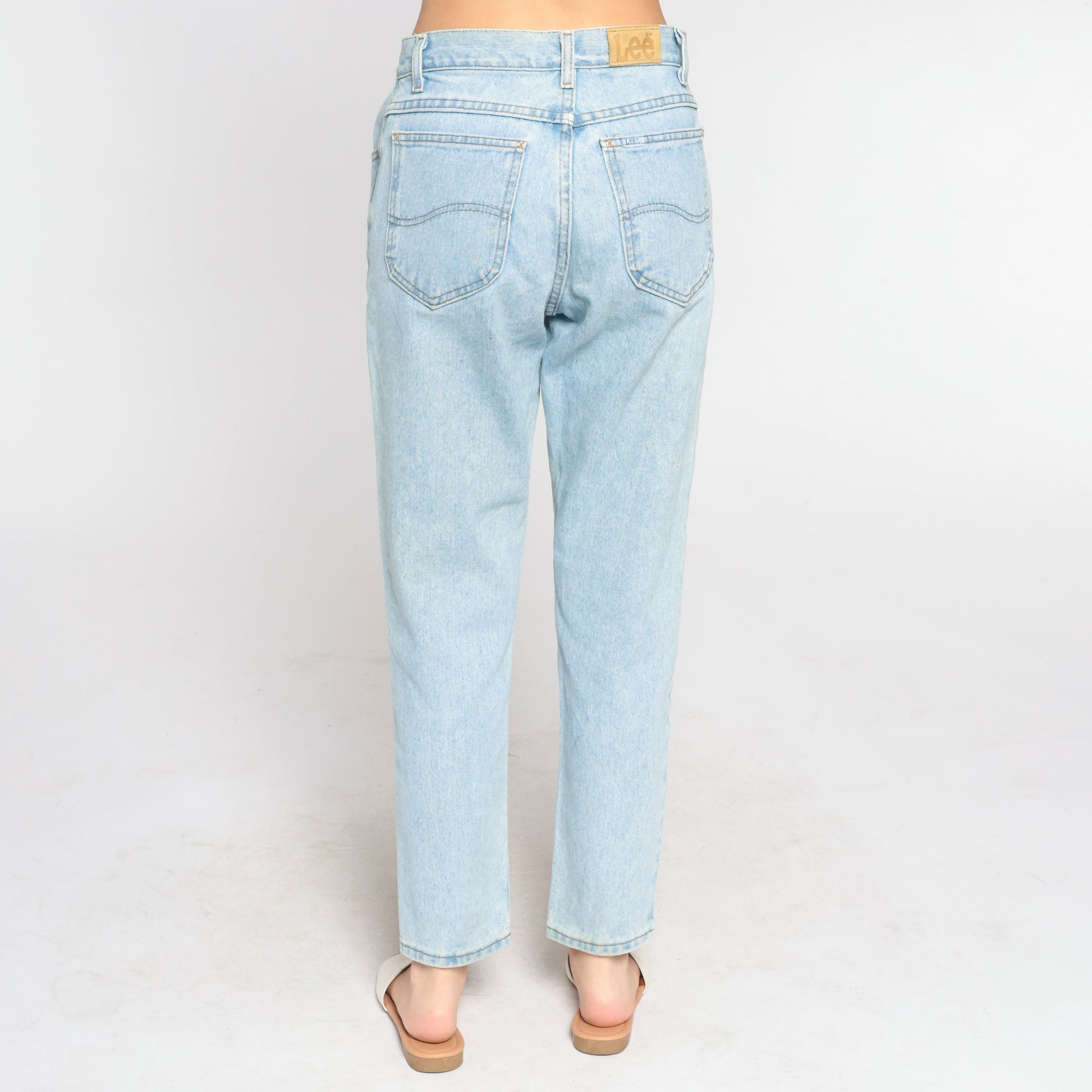 Lee Tapered Jeans 90s Light Wash Mid Rise Denim Blue Petite Medium