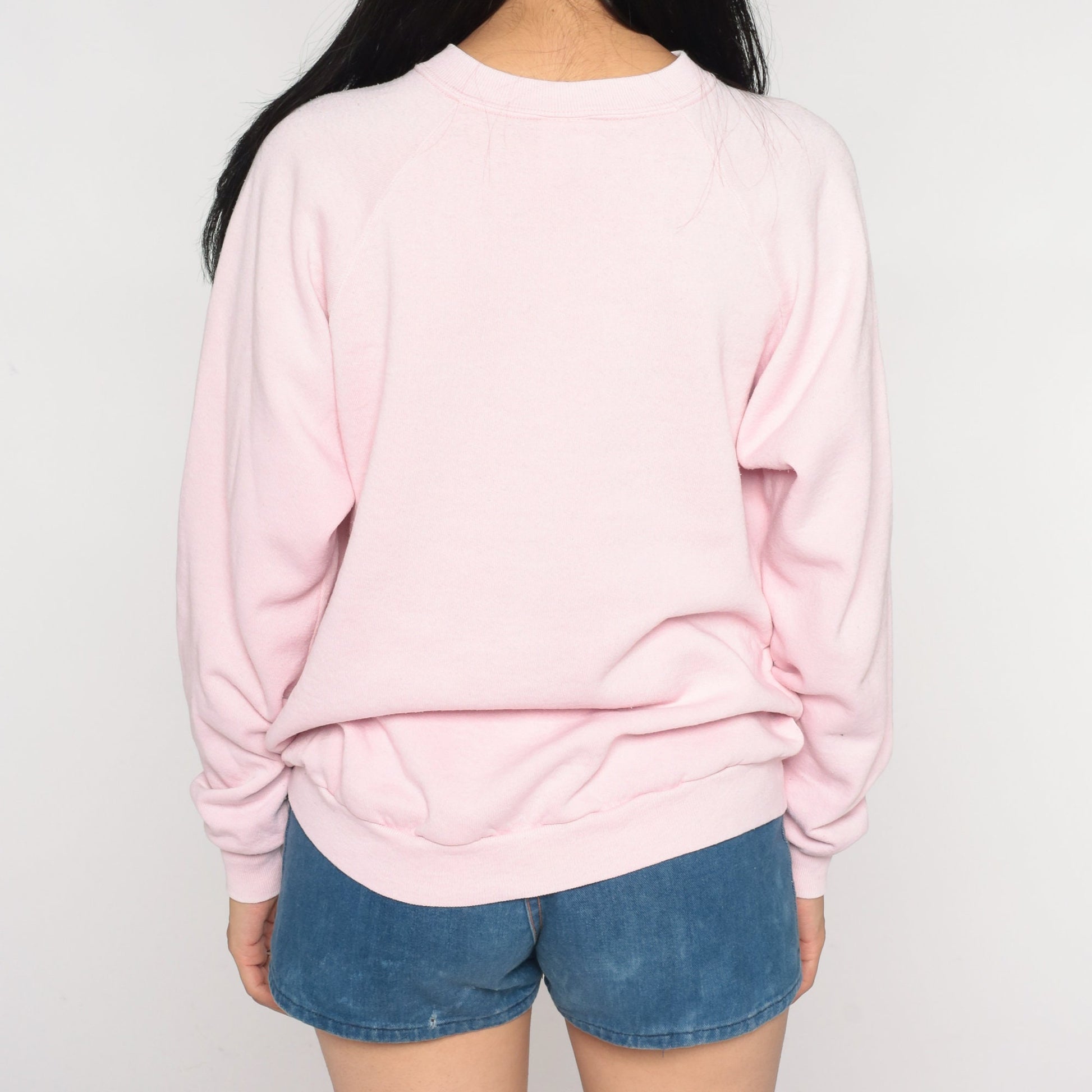 80s Flo's Airport Cafe Graphic Sweatshirt Baby Pink Raglan Large