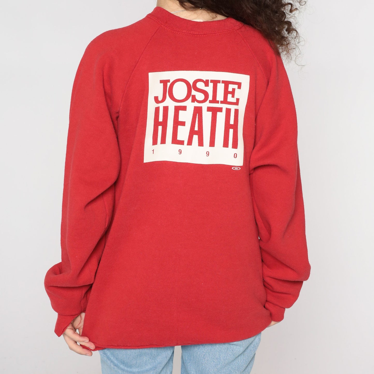 90s A Woman's Place Feminist Political Sweatshirt Josie Heath Red Raglan Extra Large XXL