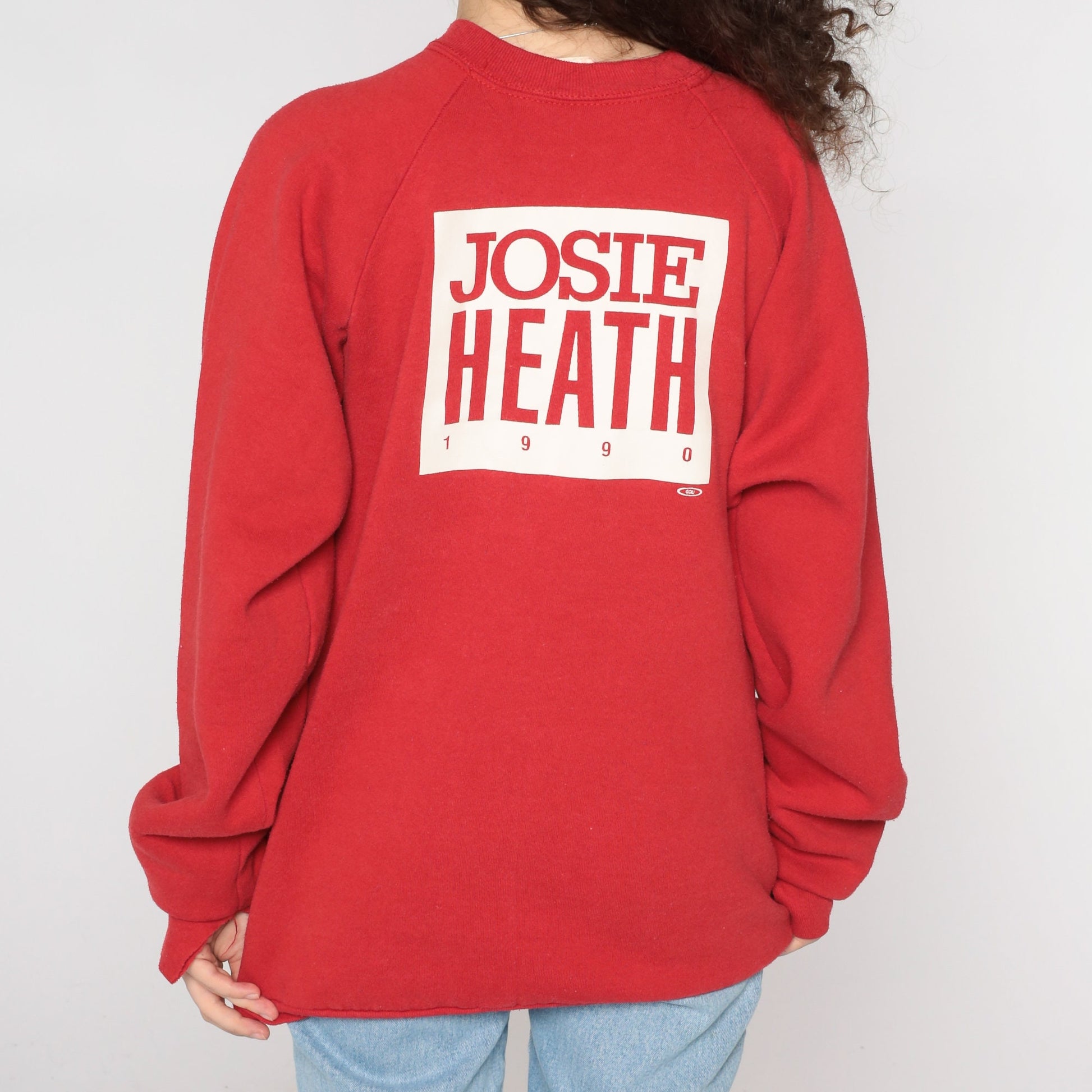 90s A Woman's Place Feminist Political Sweatshirt Josie Heath Red Raglan Extra Large XXL