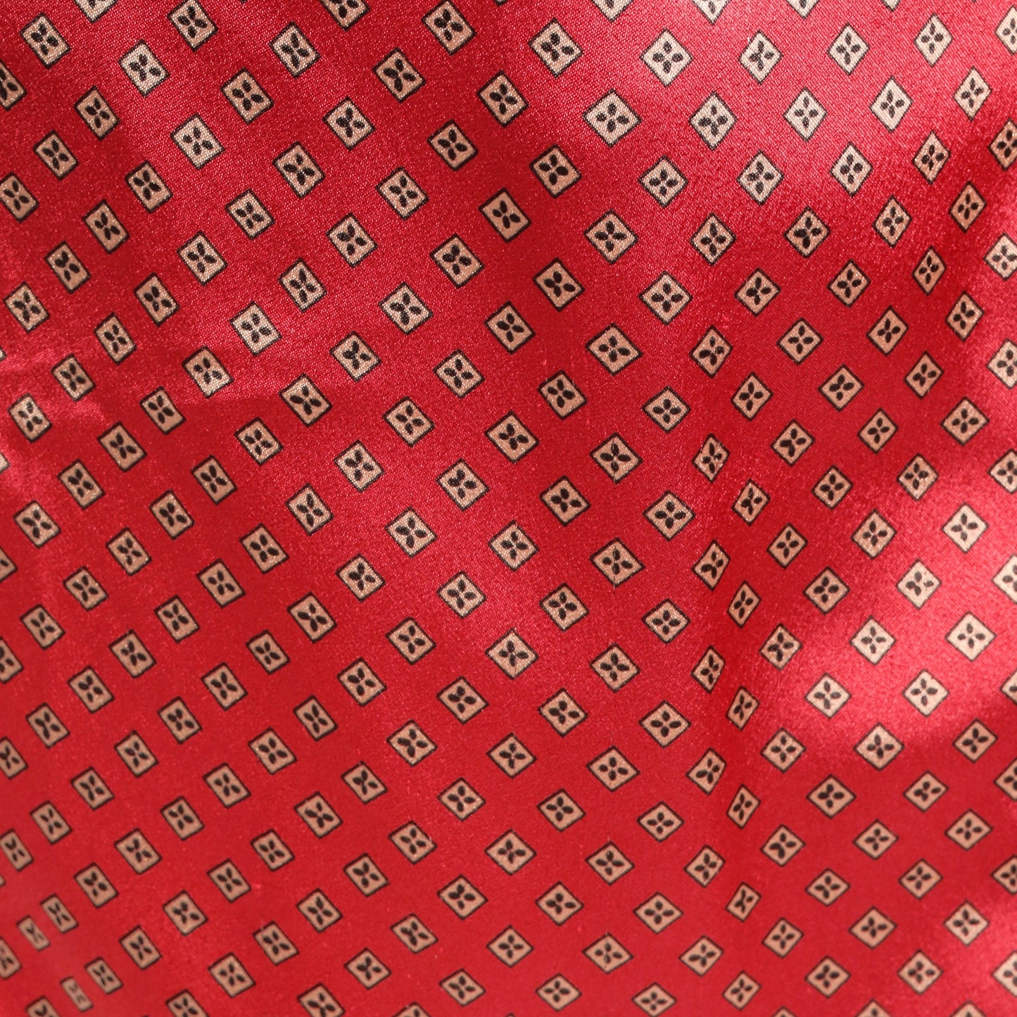 90s Red Satin Geometric Button-Up Blouse Long Sleeve Small