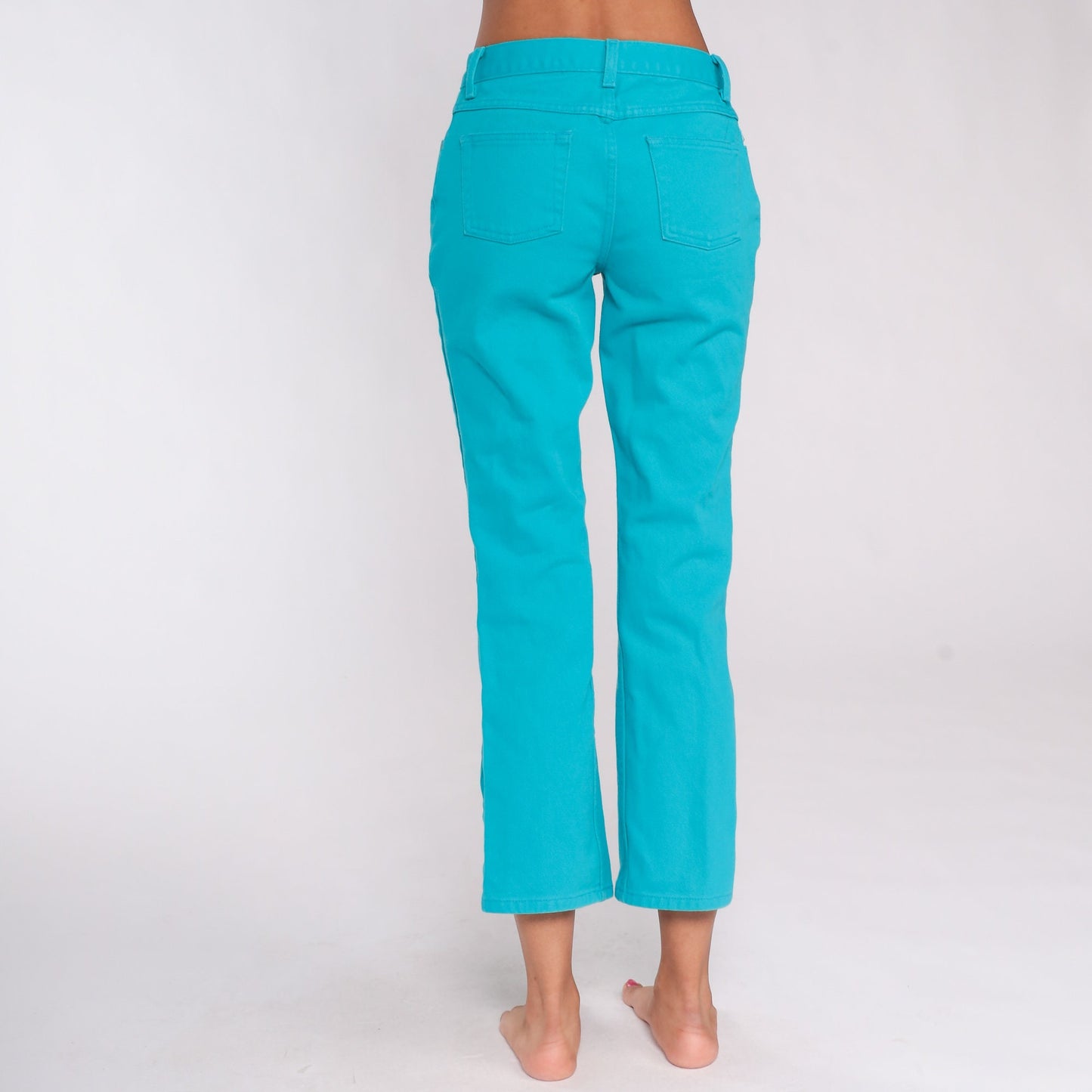 Y2K Turquoise Low Rise Bootcut Jeans Straight Leg 00s Denim Small 4