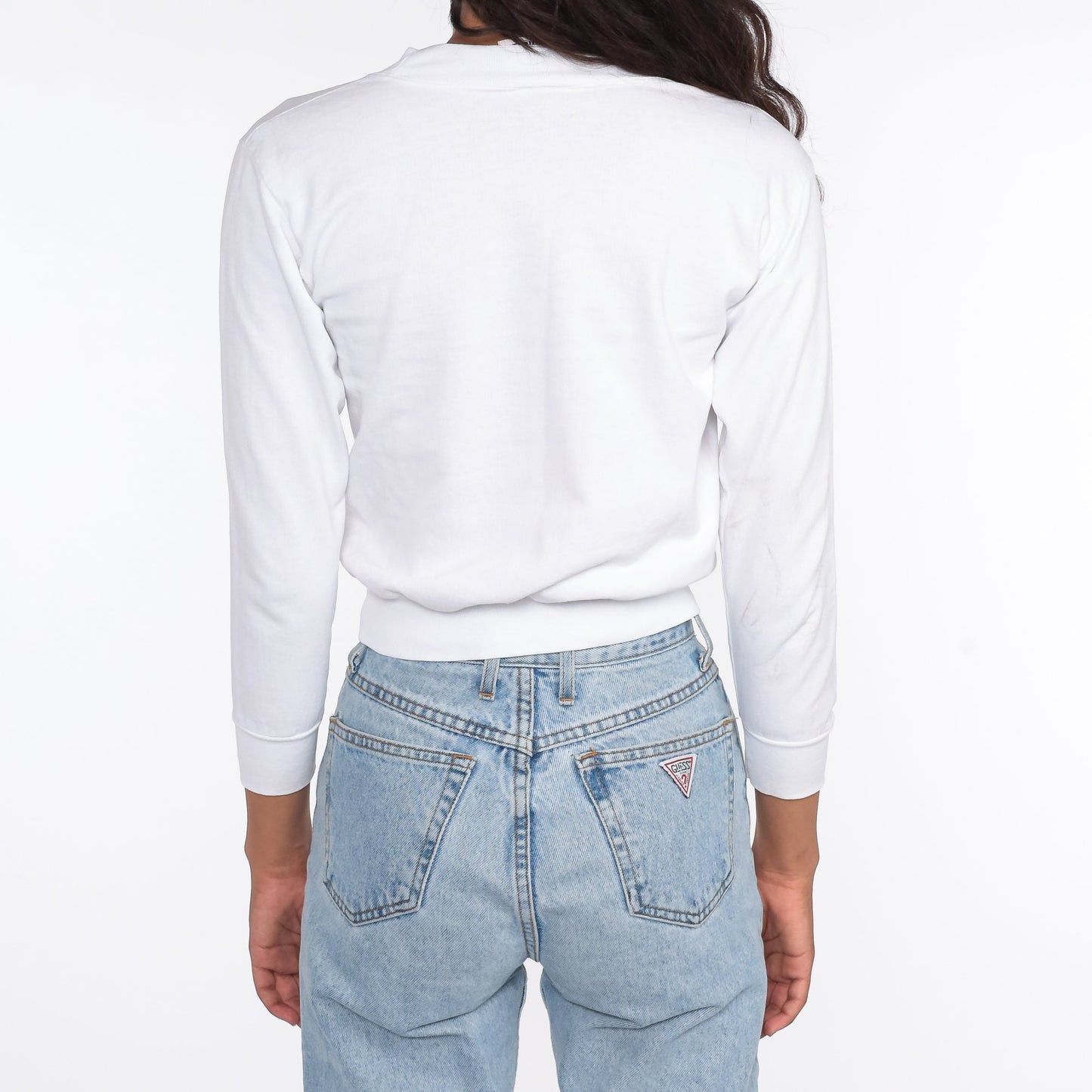 90s Young Genius Cropped Sweatshirt White Graphic Crewneck XXS