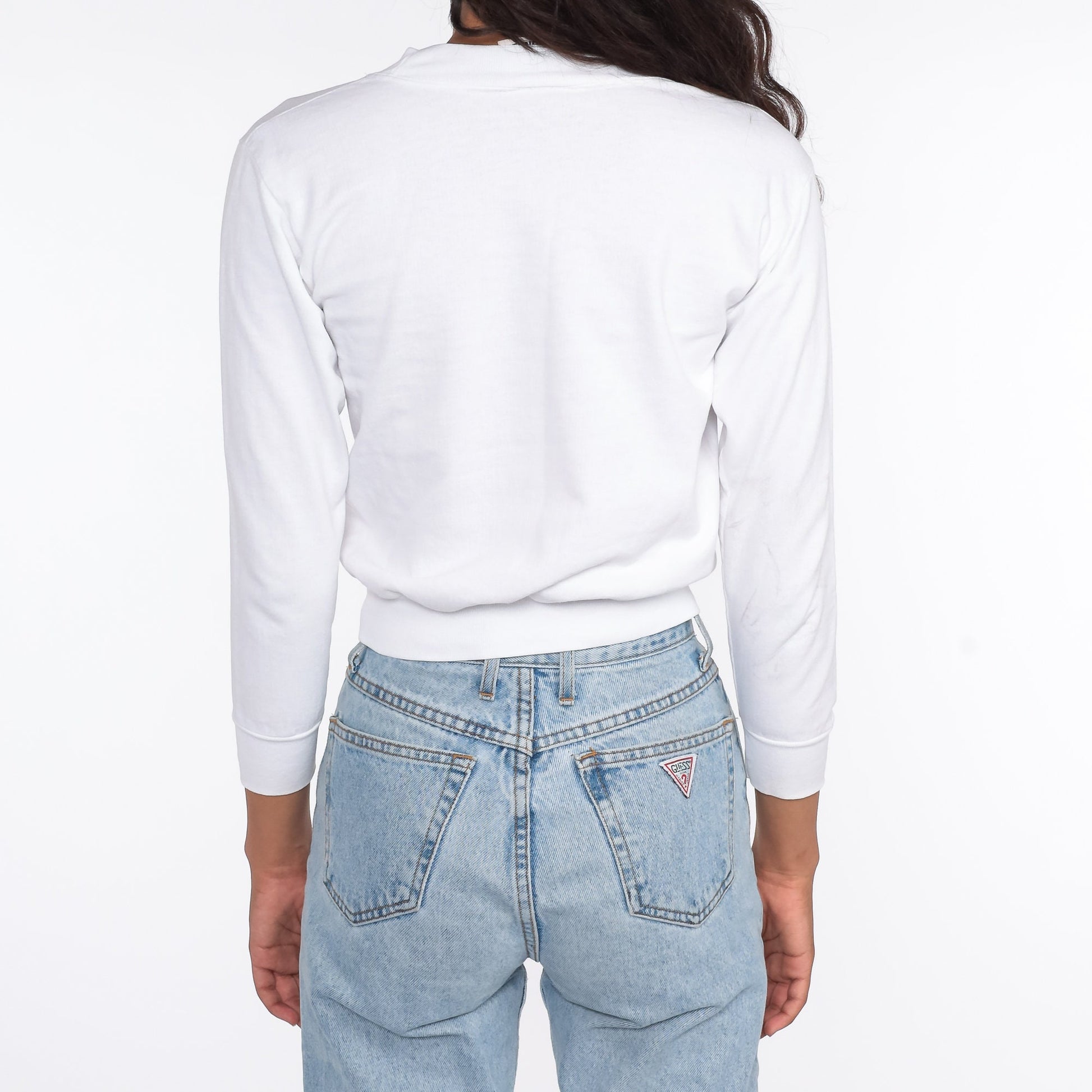 90s Young Genius Cropped Sweatshirt White Graphic Crewneck XXS