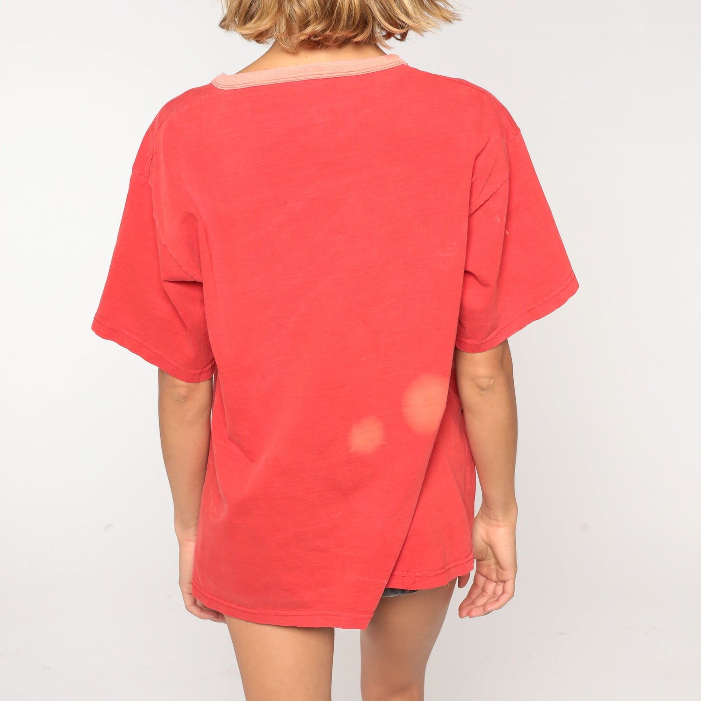90s Mexico San Andres Tuxtla Waterfall Graphic T-Shirt Red Large