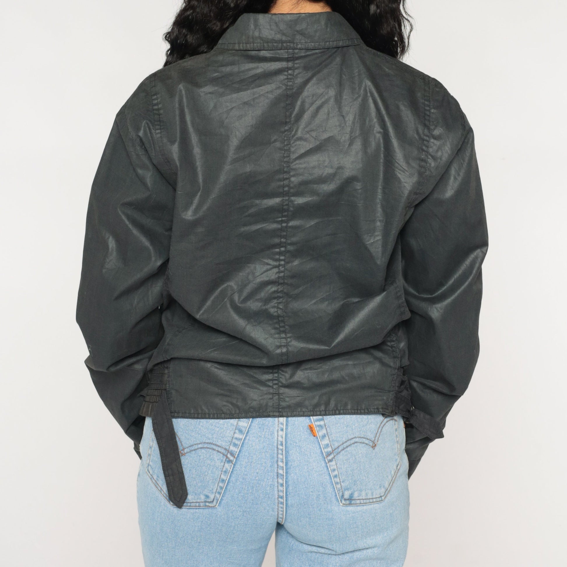 90s Ellesse Windbreaker Jacket Charcoal Grey Zip-Up Medium