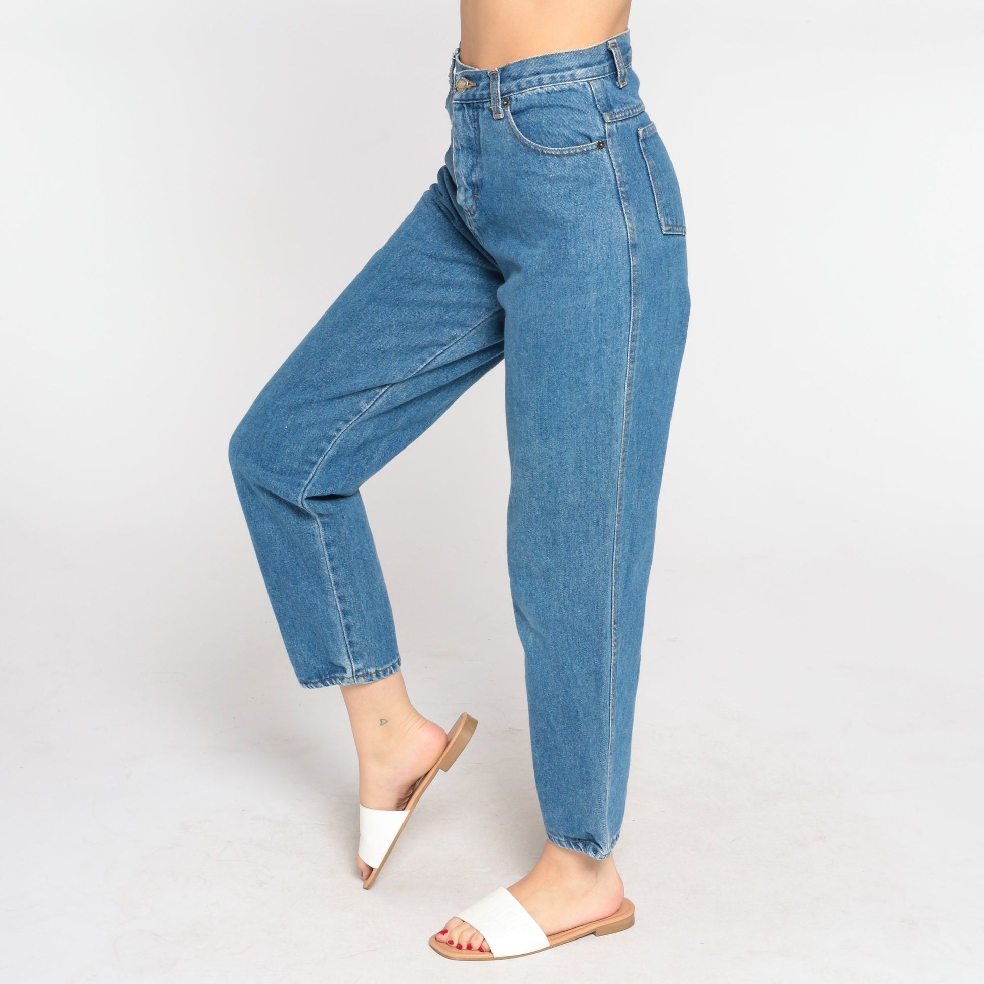 90s High Waist Straight Leg Jeans Blue Denim Small S